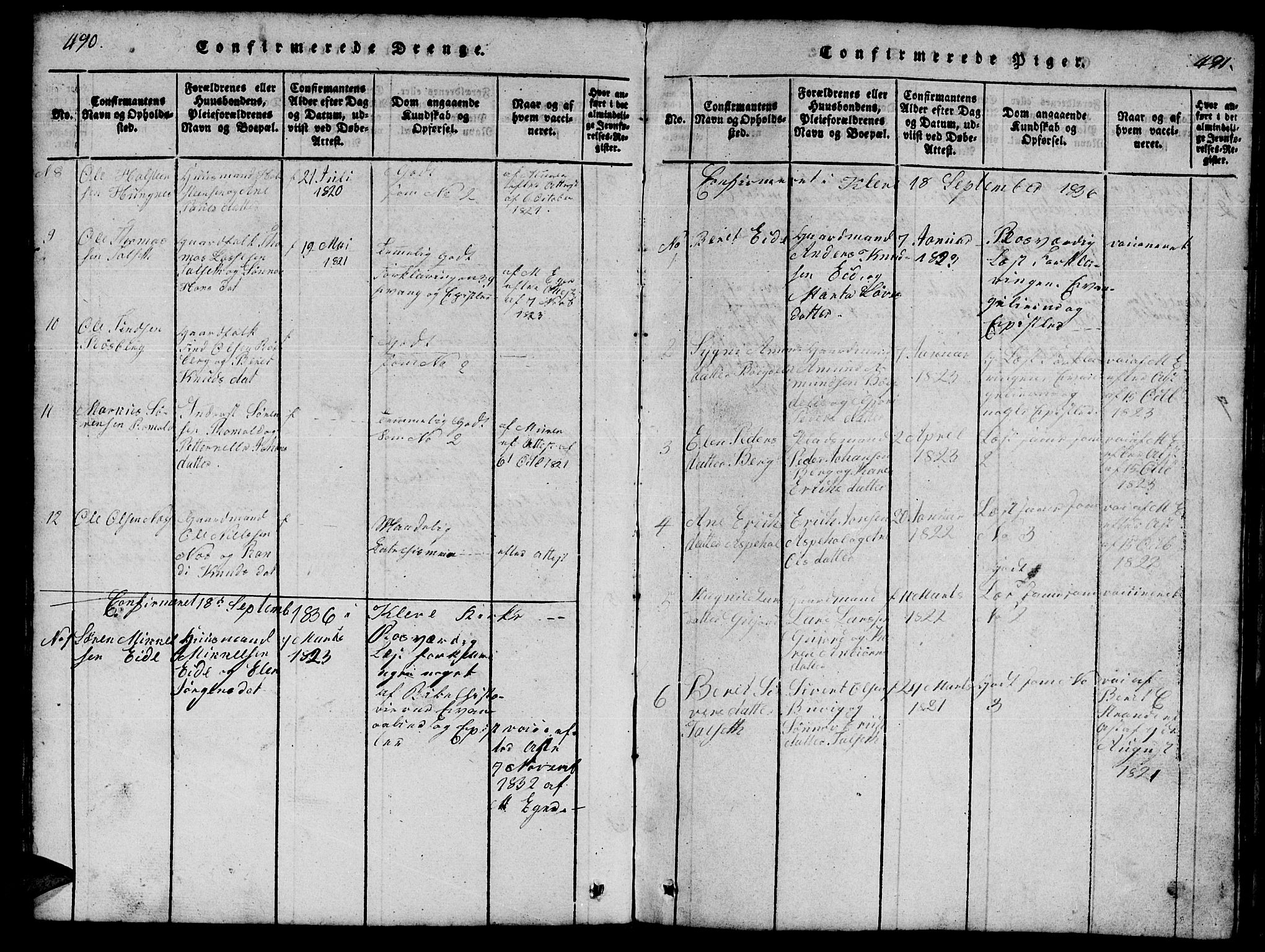 Ministerialprotokoller, klokkerbøker og fødselsregistre - Møre og Romsdal, AV/SAT-A-1454/557/L0683: Parish register (copy) no. 557C01, 1818-1862, p. 490-491