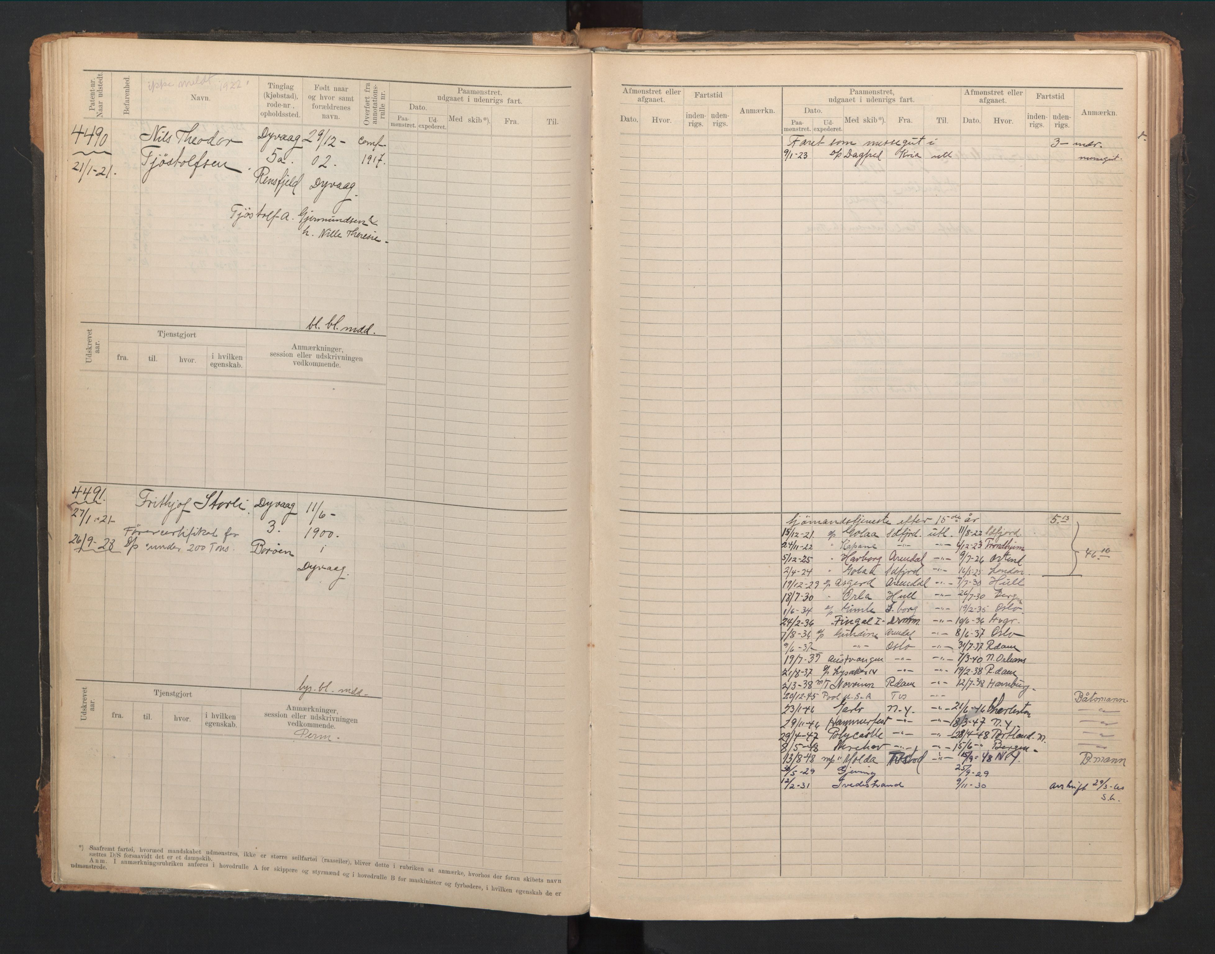 Tvedestrand mønstringskrets, AV/SAK-2031-0011/F/Fb/L0021: Hovedrulle A nr 4410-4797, U-37, 1918-1930, p. 47