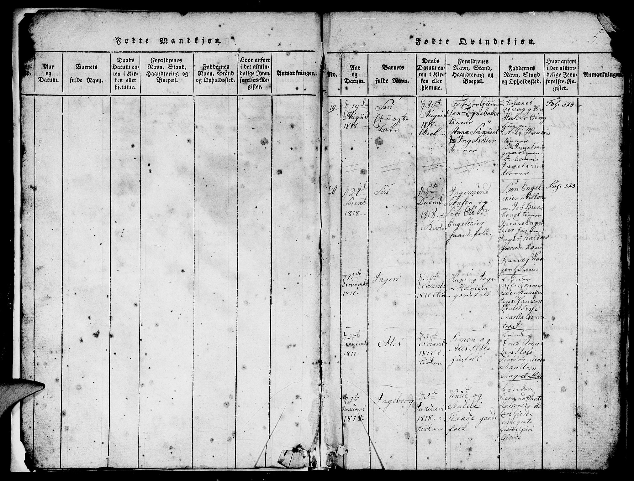 Etne sokneprestembete, SAB/A-75001/H/Hab: Parish register (copy) no. B 1, 1815-1850, p. 5