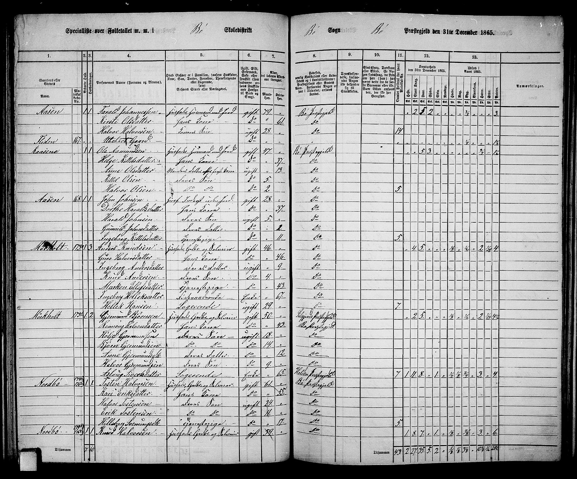 RA, 1865 census for Bø, 1865, p. 92