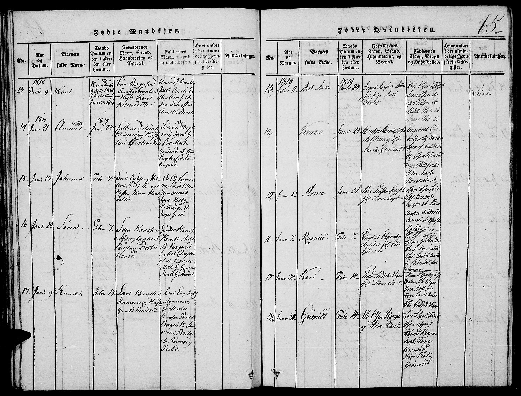 Strøm-Odalen prestekontor, AV/SAH-PREST-028/H/Ha/Hab/L0001: Parish register (copy) no. 1, 1813-1825, p. 65