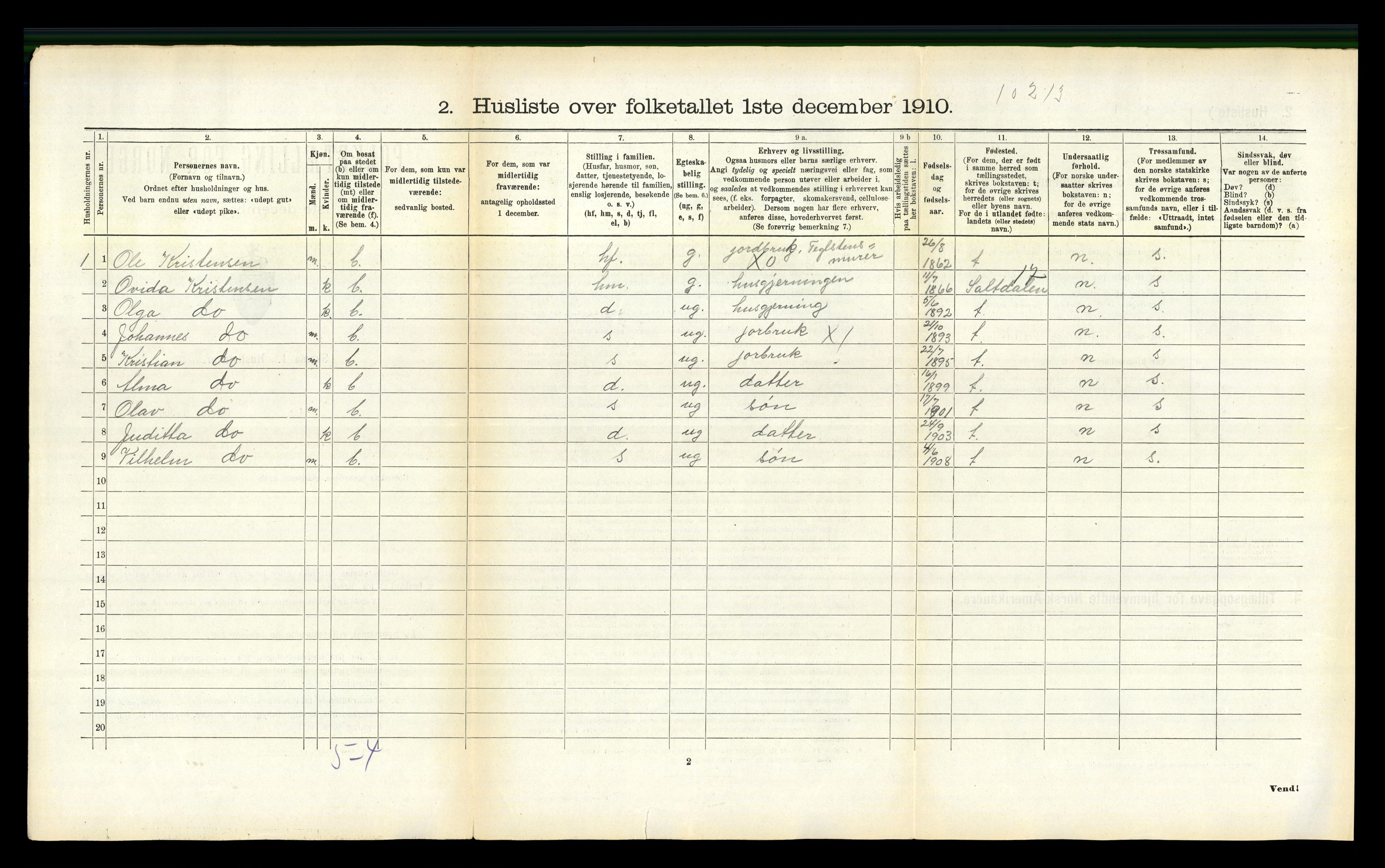 RA, 1910 census for Fauske, 1910, p. 1339