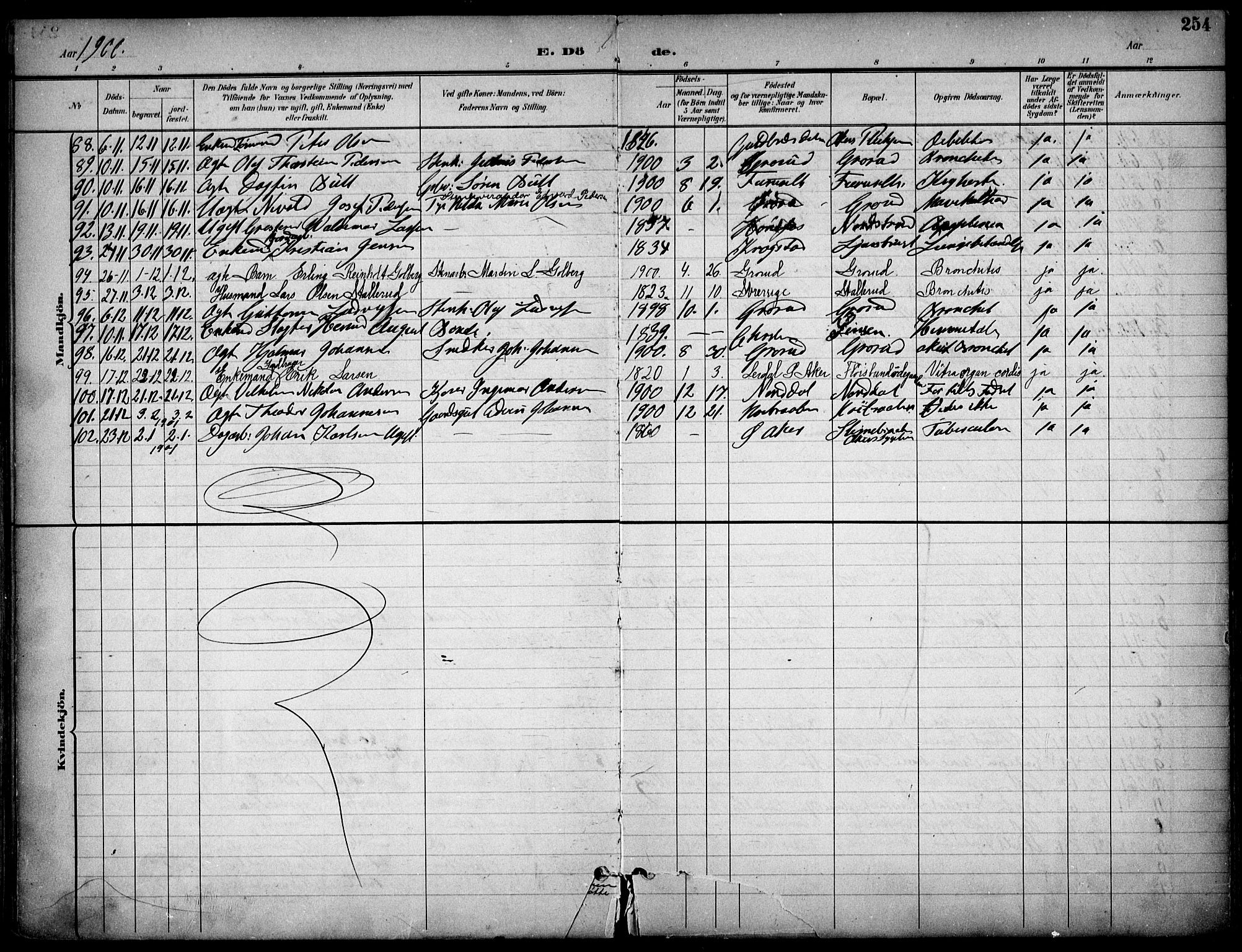 Østre Aker prestekontor Kirkebøker, AV/SAO-A-10840/F/Fa/L0011: Parish register (official) no. I 11, 1895-1917, p. 254