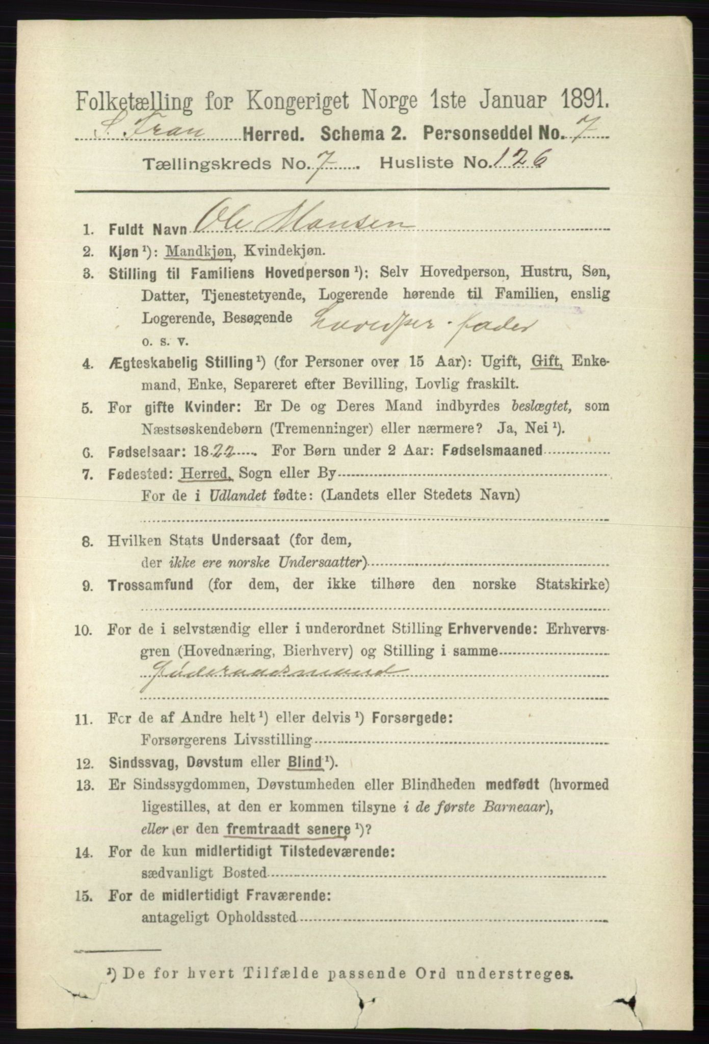 RA, 1891 census for 0519 Sør-Fron, 1891, p. 3704