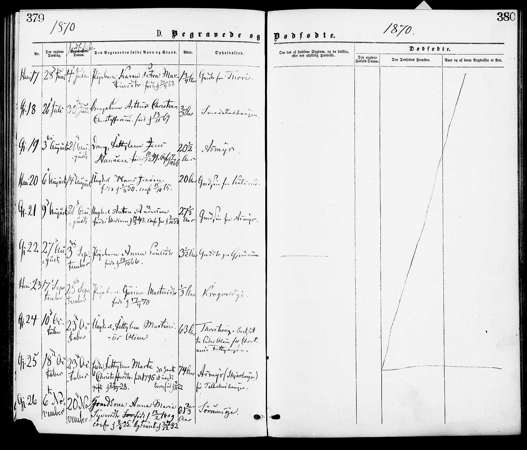 Gjerdrum prestekontor Kirkebøker, AV/SAO-A-10412b/F/Fa/L0008: Parish register (official) no. I 8, 1867-1880, p. 379-380