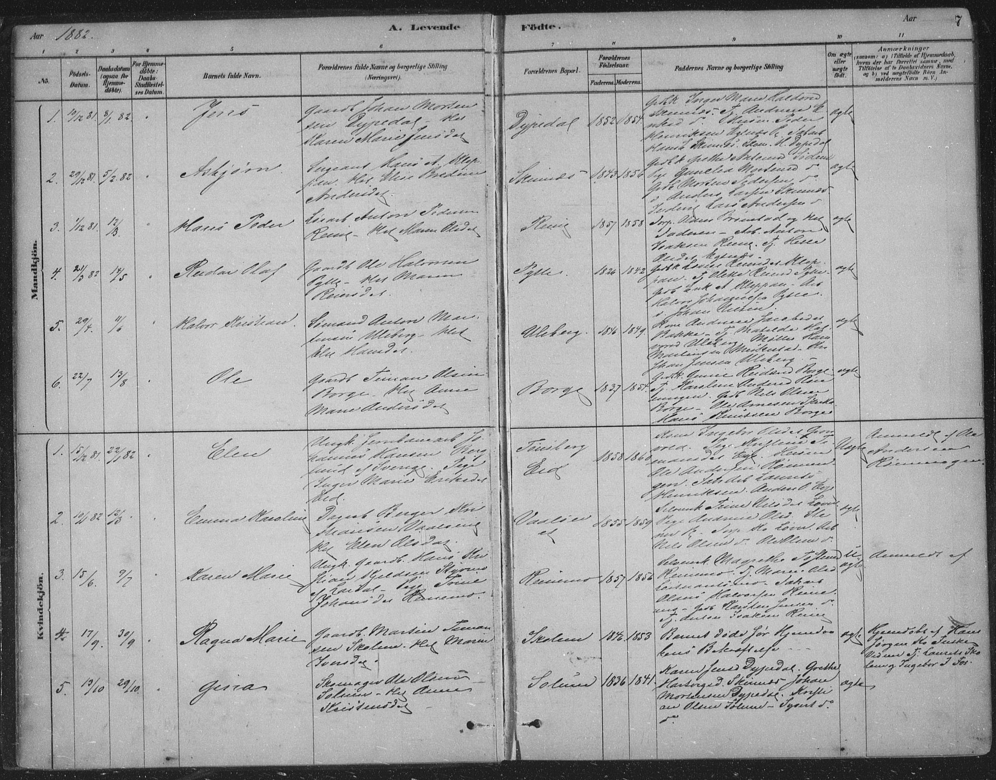 Sandsvær kirkebøker, SAKO/A-244/F/Fe/L0001: Parish register (official) no. V 1, 1878-1936, p. 7