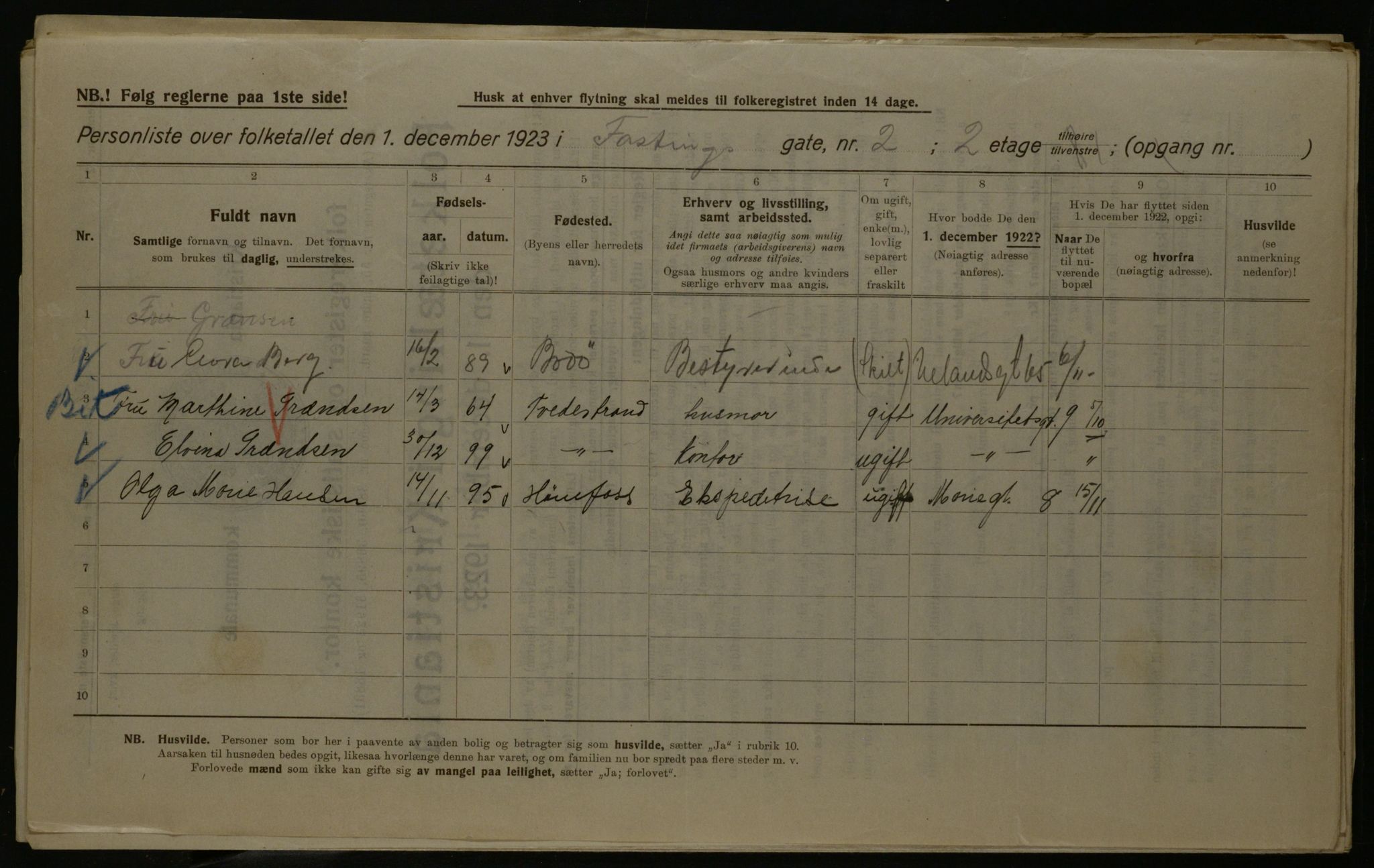 OBA, Municipal Census 1923 for Kristiania, 1923, p. 26513