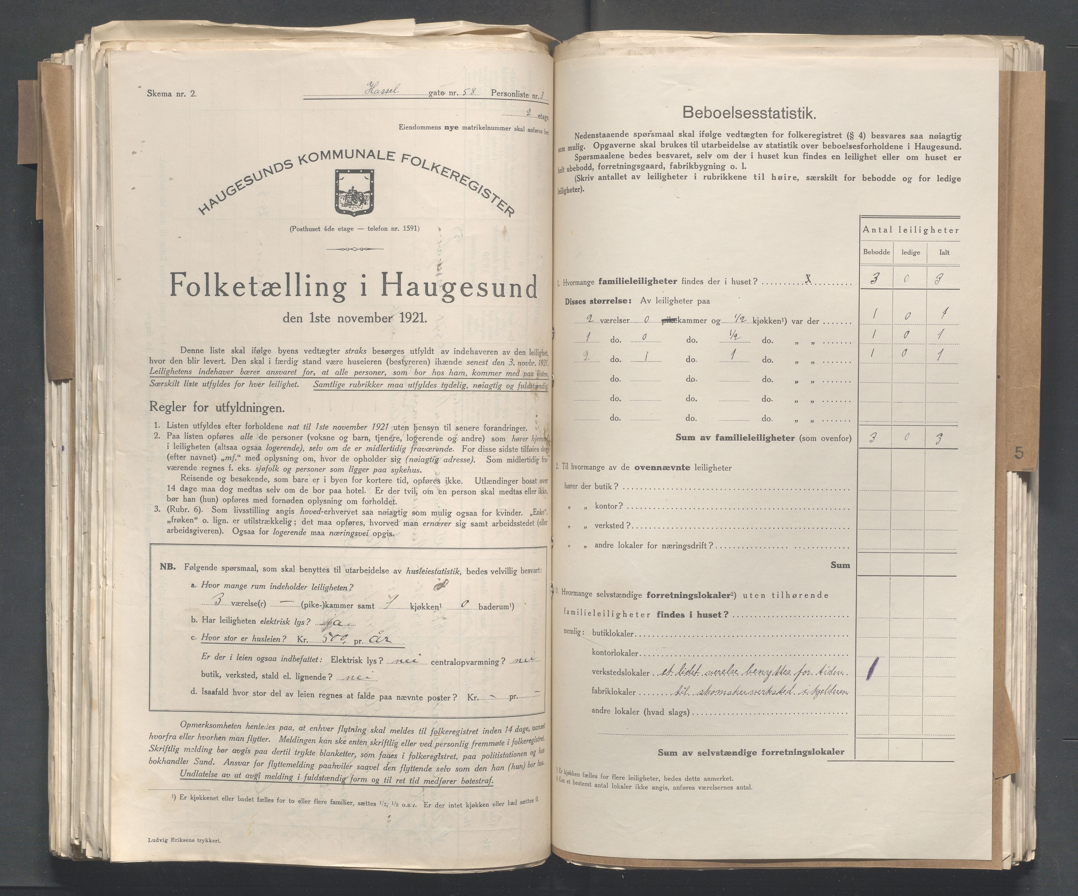 IKAR, Local census 1.11.1921 for Haugesund, 1921, p. 6115