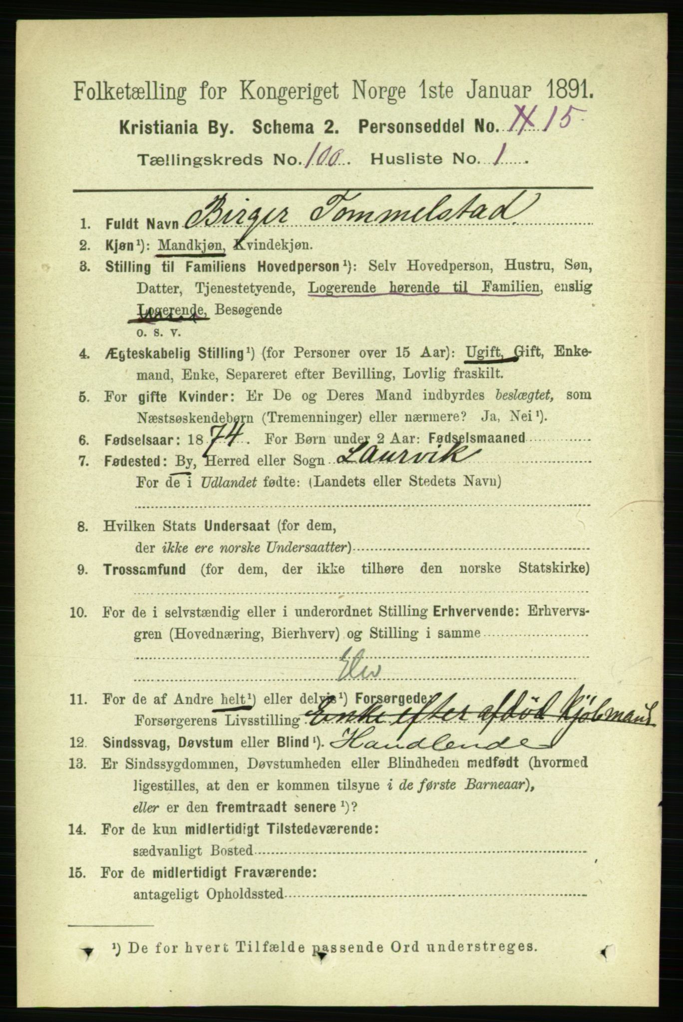 RA, 1891 census for 0301 Kristiania, 1891, p. 49204