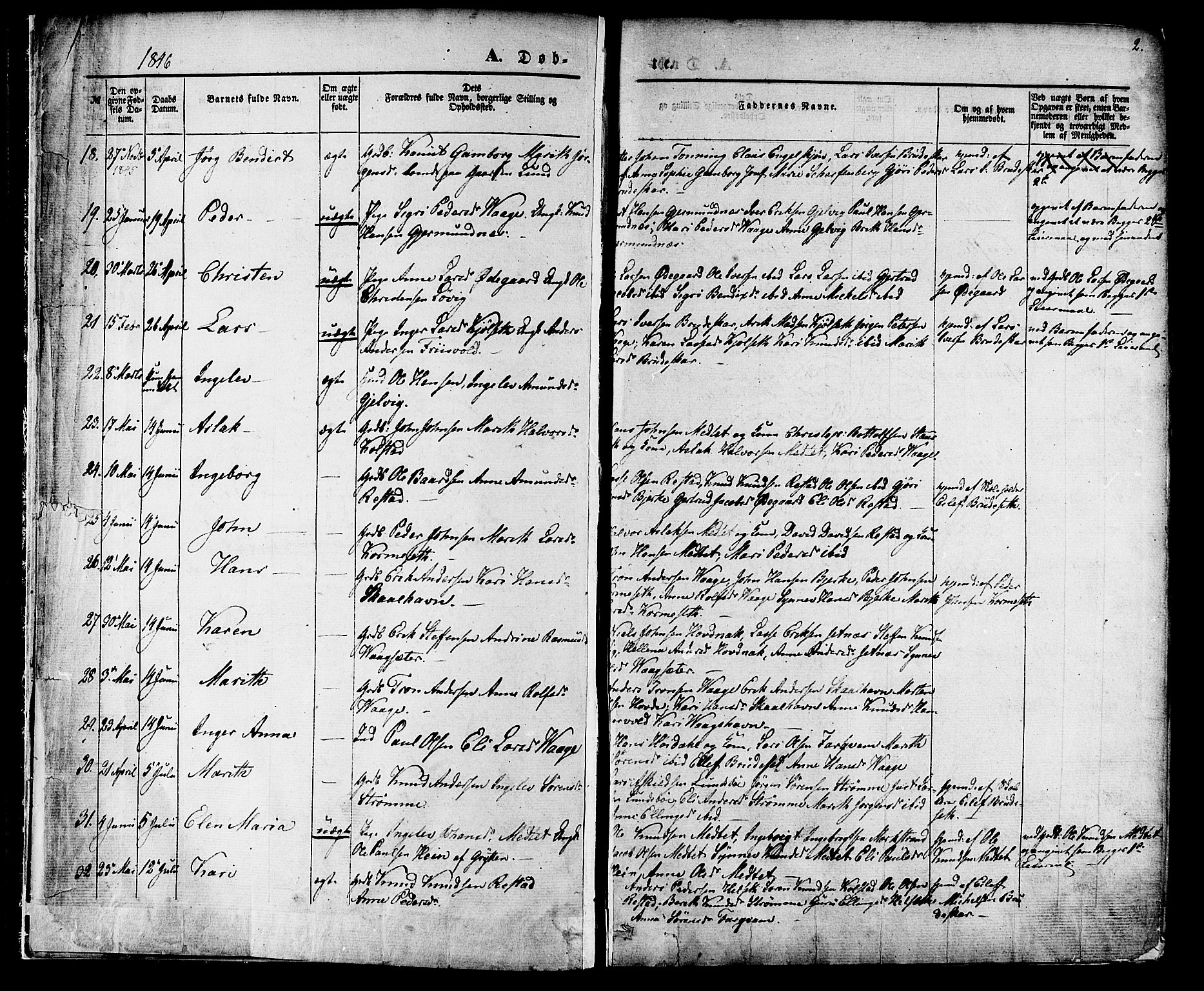 Ministerialprotokoller, klokkerbøker og fødselsregistre - Møre og Romsdal, AV/SAT-A-1454/547/L0603: Parish register (official) no. 547A05, 1846-1877, p. 2