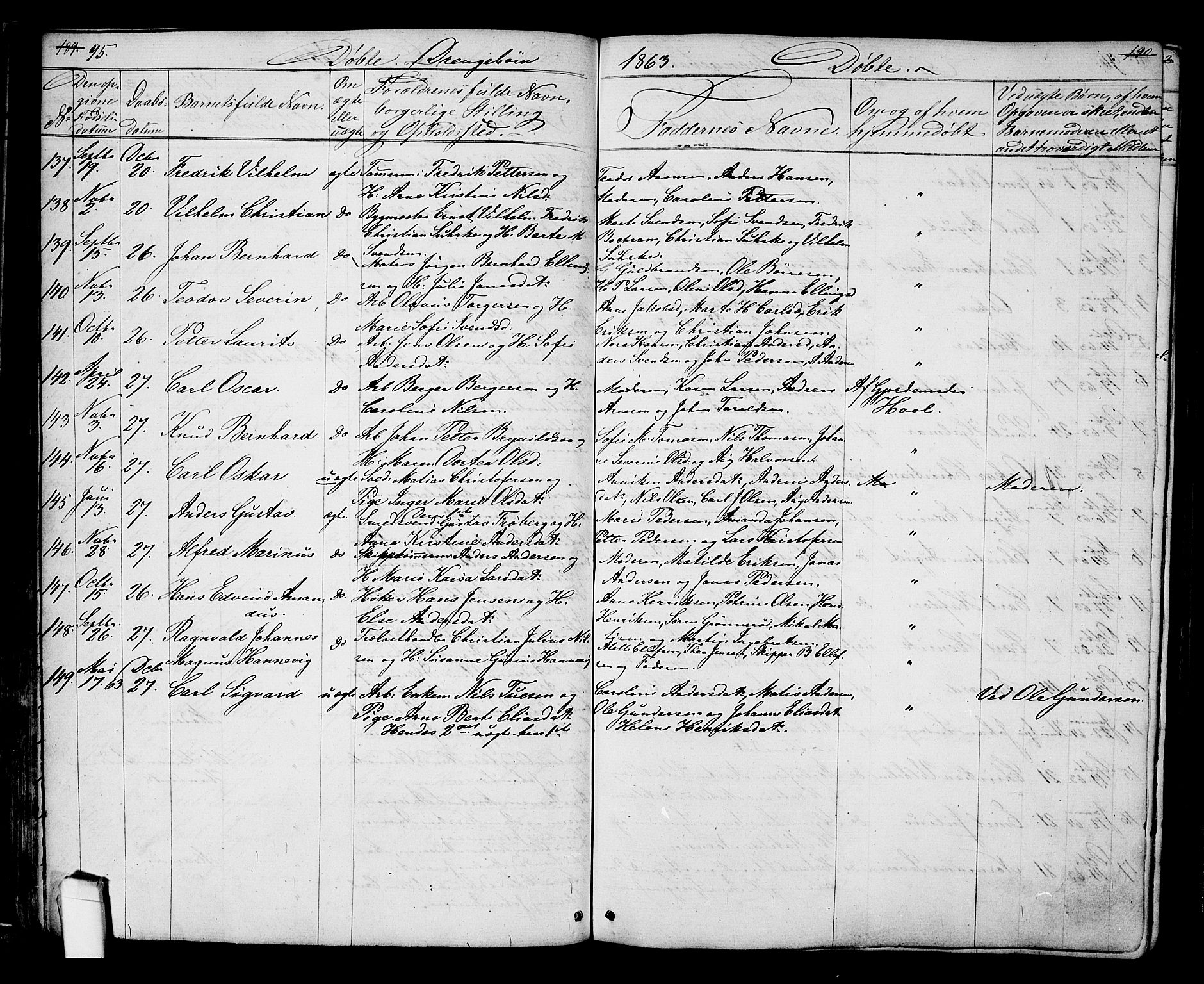 Halden prestekontor Kirkebøker, AV/SAO-A-10909/G/Ga/L0005a: Parish register (copy) no. 5A, 1855-1864, p. 95
