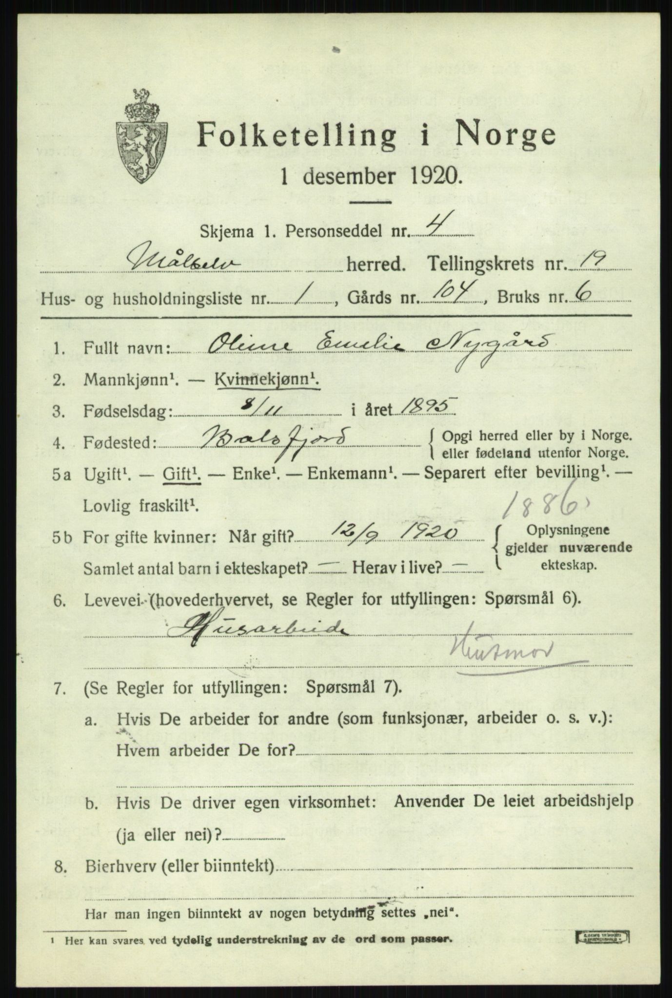 SATØ, 1920 census for Målselv, 1920, p. 9177