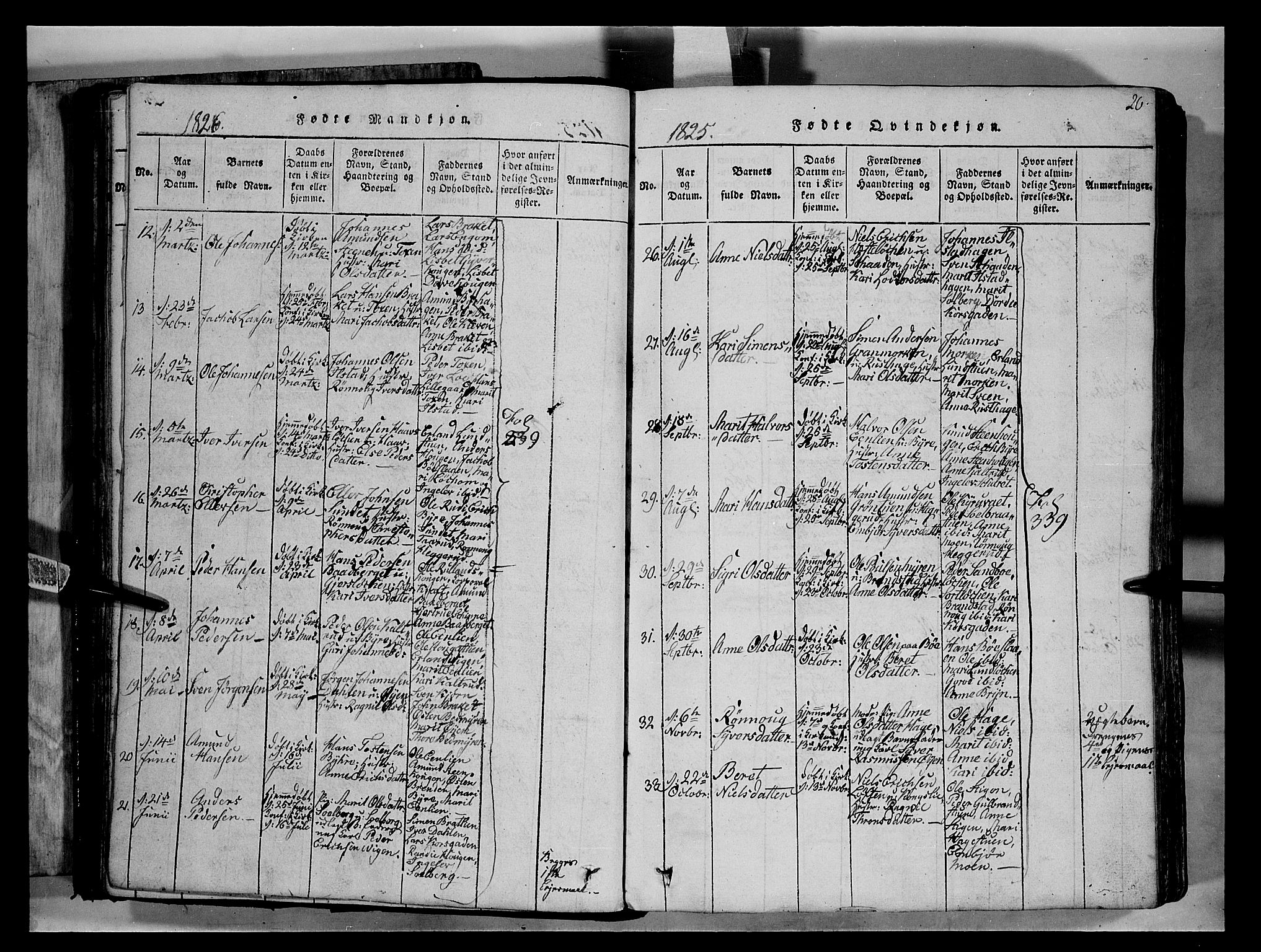 Fron prestekontor, SAH/PREST-078/H/Ha/Hab/L0004: Parish register (copy) no. 4, 1816-1850, p. 26