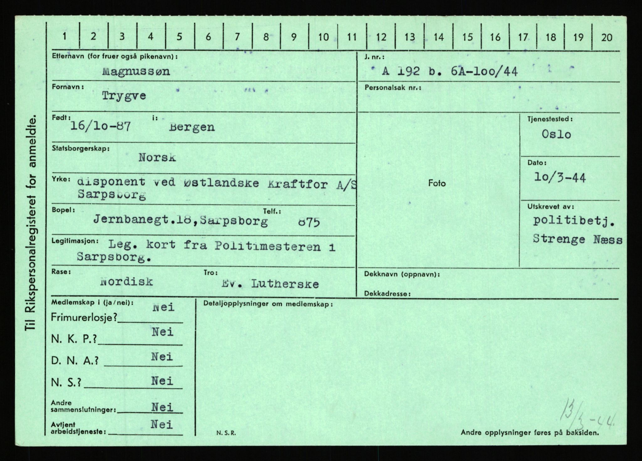 Statspolitiet - Hovedkontoret / Osloavdelingen, AV/RA-S-1329/C/Ca/L0010: Lind - Moksnes, 1943-1945, p. 2592