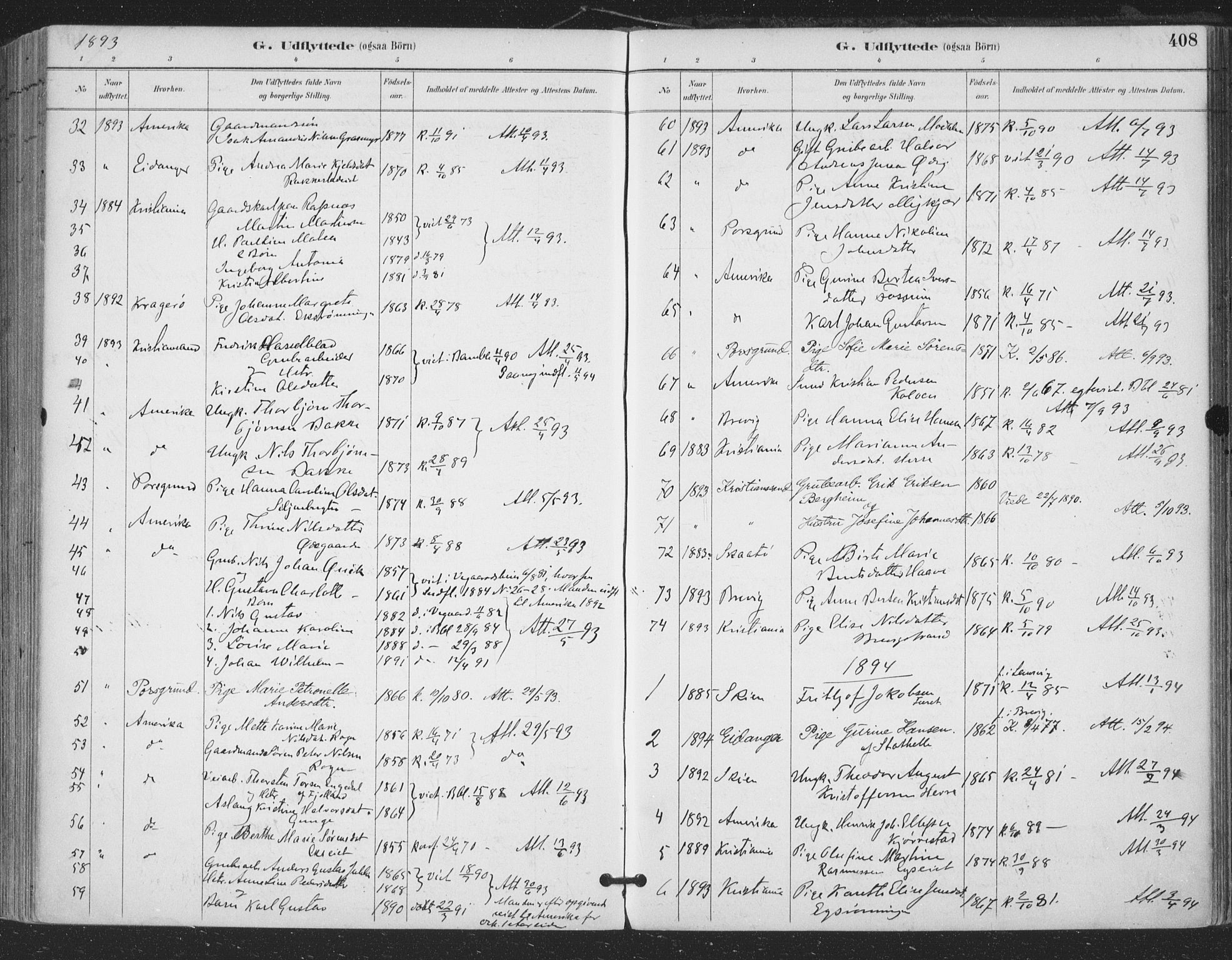 Bamble kirkebøker, SAKO/A-253/F/Fa/L0008: Parish register (official) no. I 8, 1888-1900, p. 408