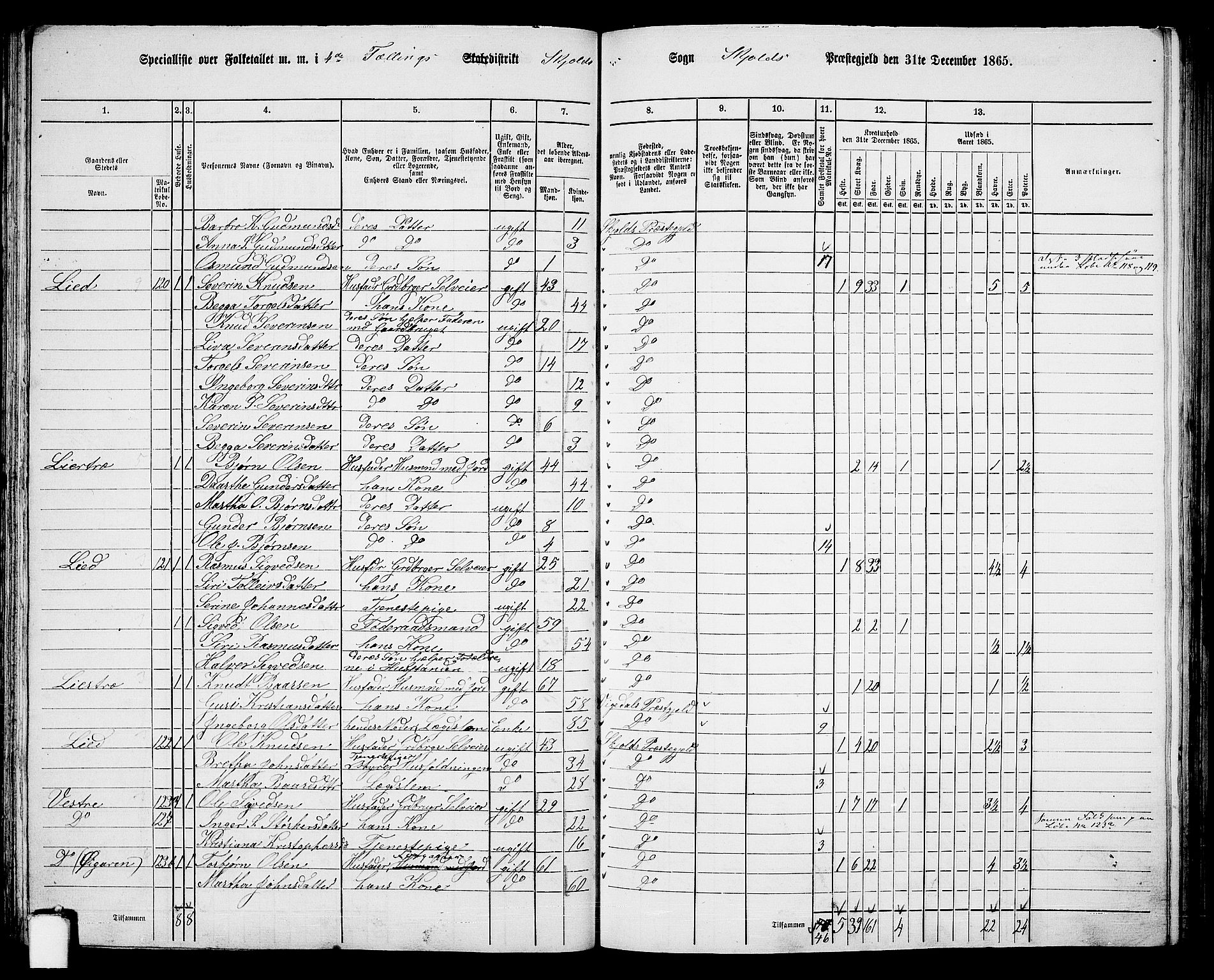 RA, 1865 census for Skjold, 1865, p. 58