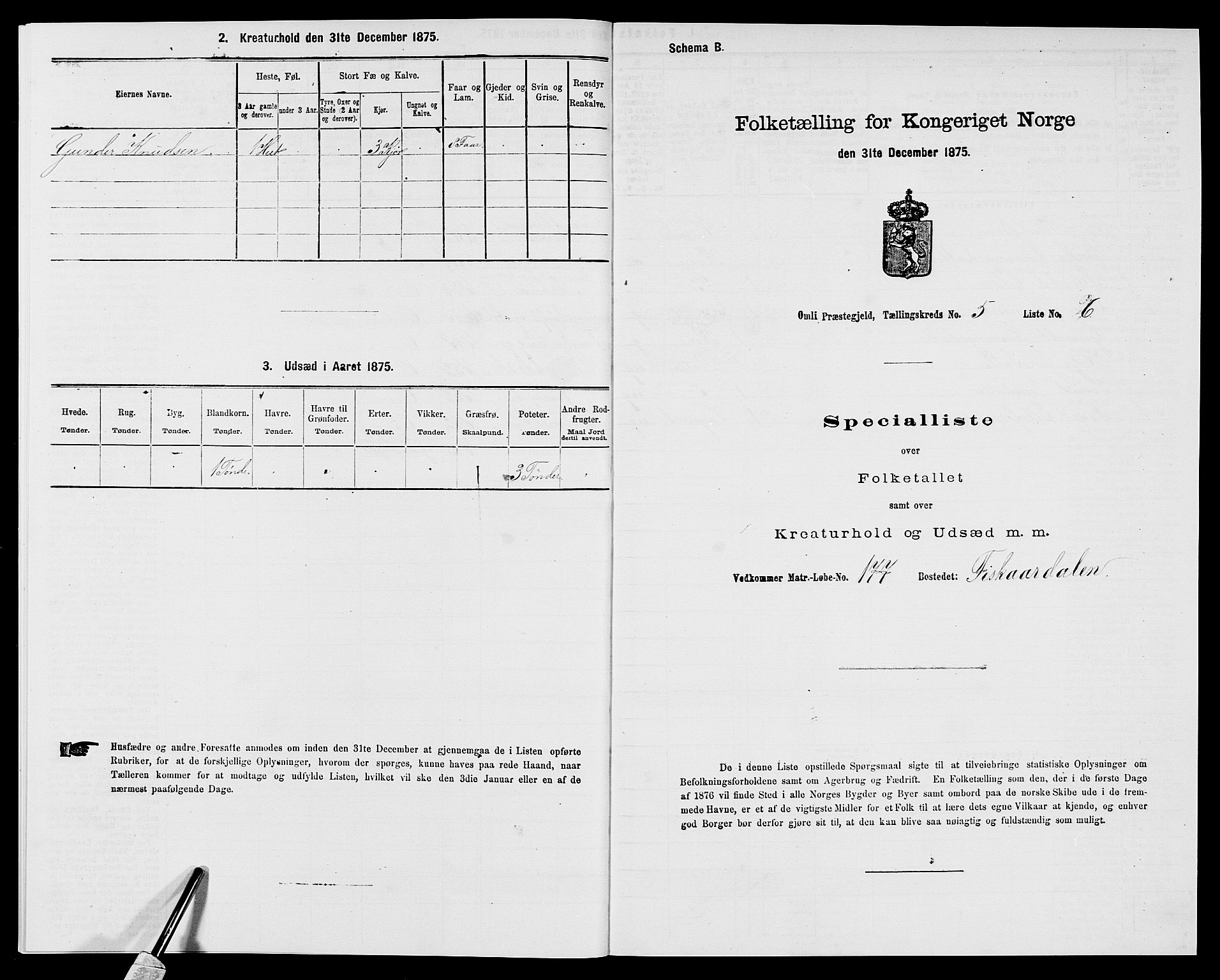 SAK, 1875 census for 0929P Åmli, 1875, p. 406