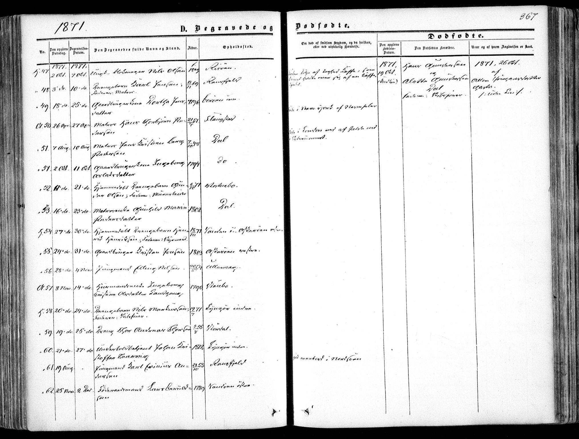 Dypvåg sokneprestkontor, SAK/1111-0007/F/Fa/Faa/L0006: Parish register (official) no. A 6, 1855-1872, p. 367