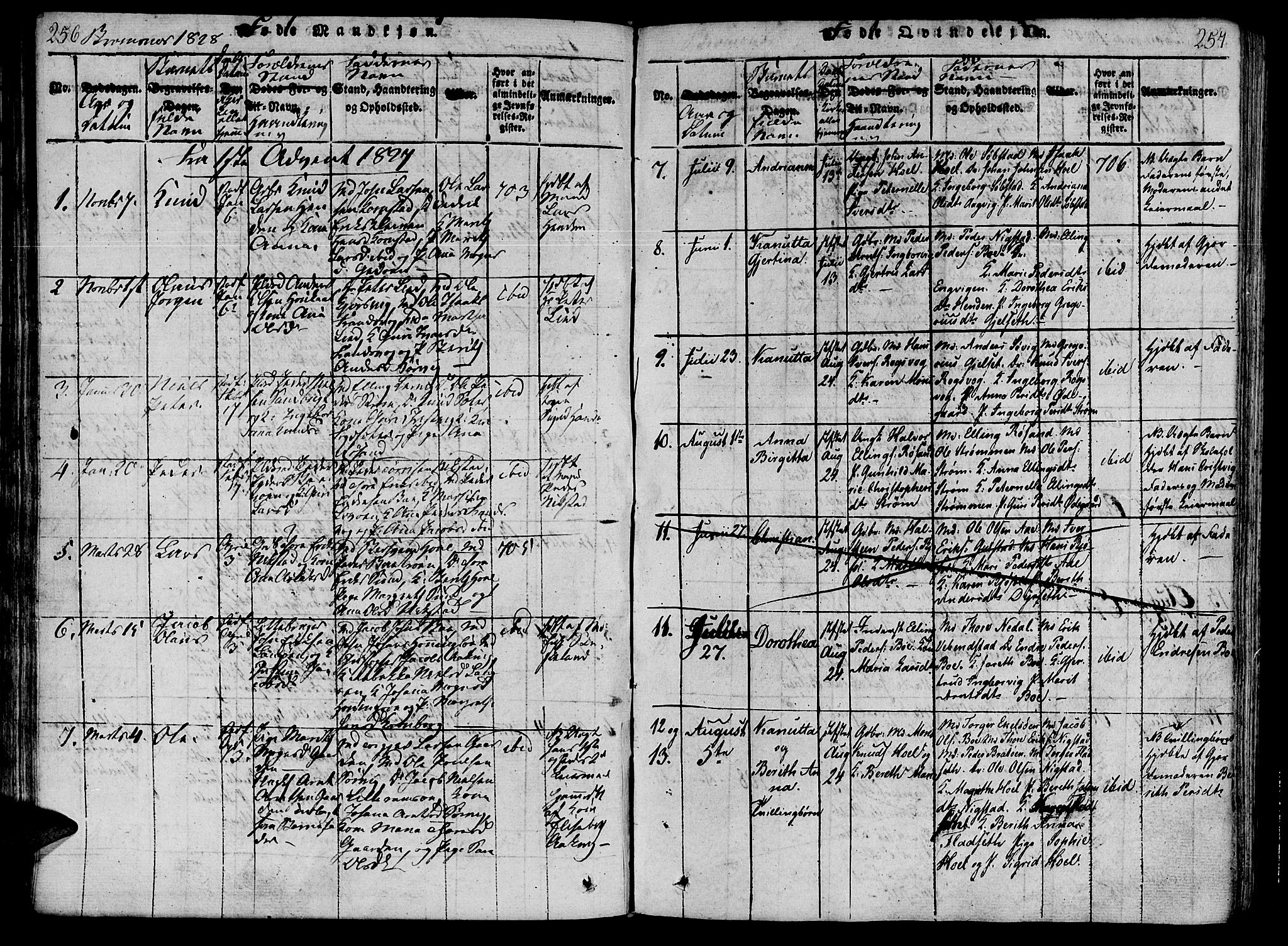 Ministerialprotokoller, klokkerbøker og fødselsregistre - Møre og Romsdal, AV/SAT-A-1454/568/L0800: Parish register (official) no. 568A09 /2, 1820-1830, p. 256-257