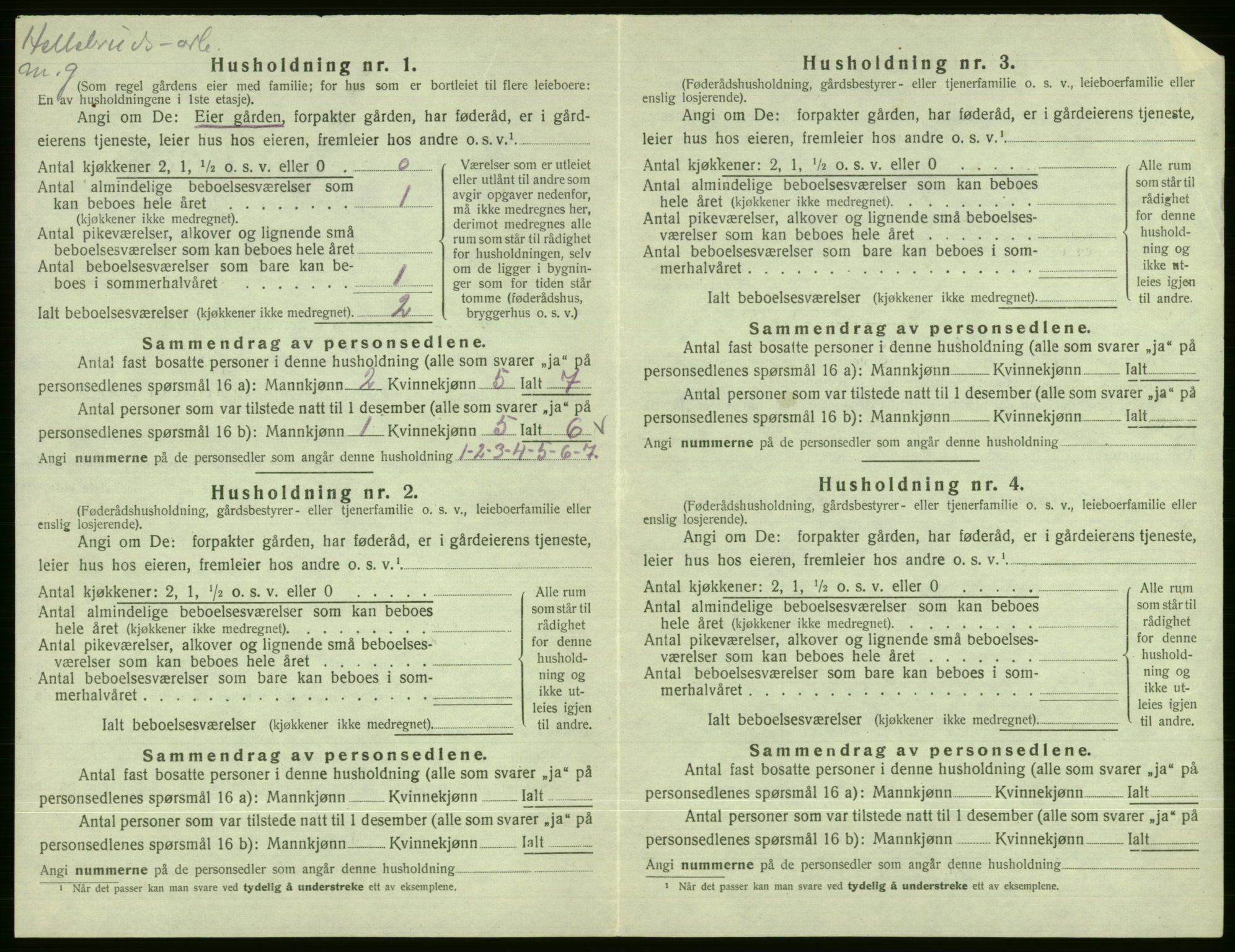 SAB, 1920 census for Vossestrand, 1920, p. 445