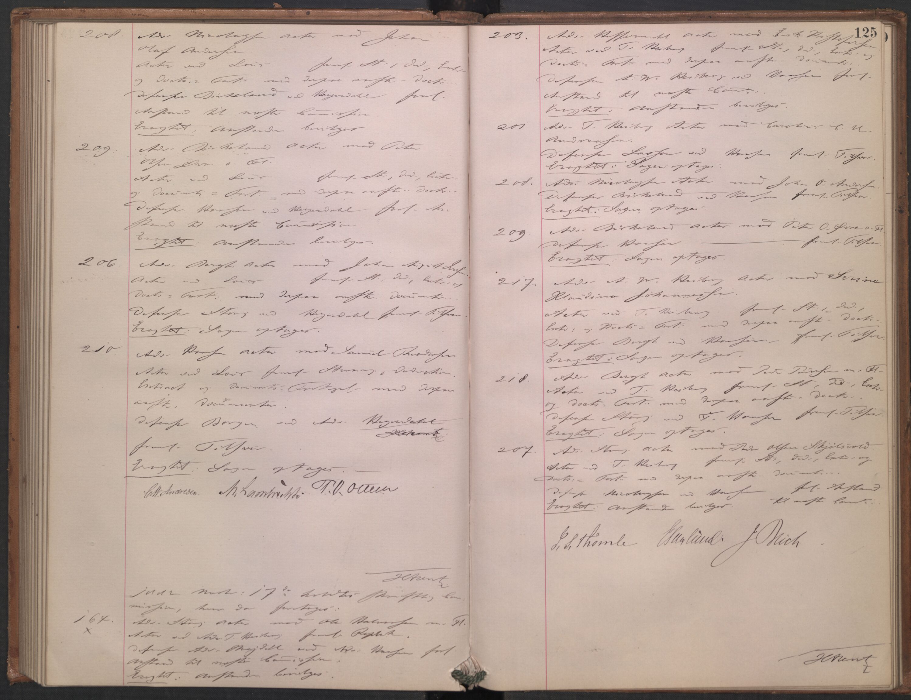 Høyesterett, AV/RA-S-1002/E/Ef/L0014: Protokoll over saker som gikk til skriftlig behandling, 1879-1884, p. 124b-125a