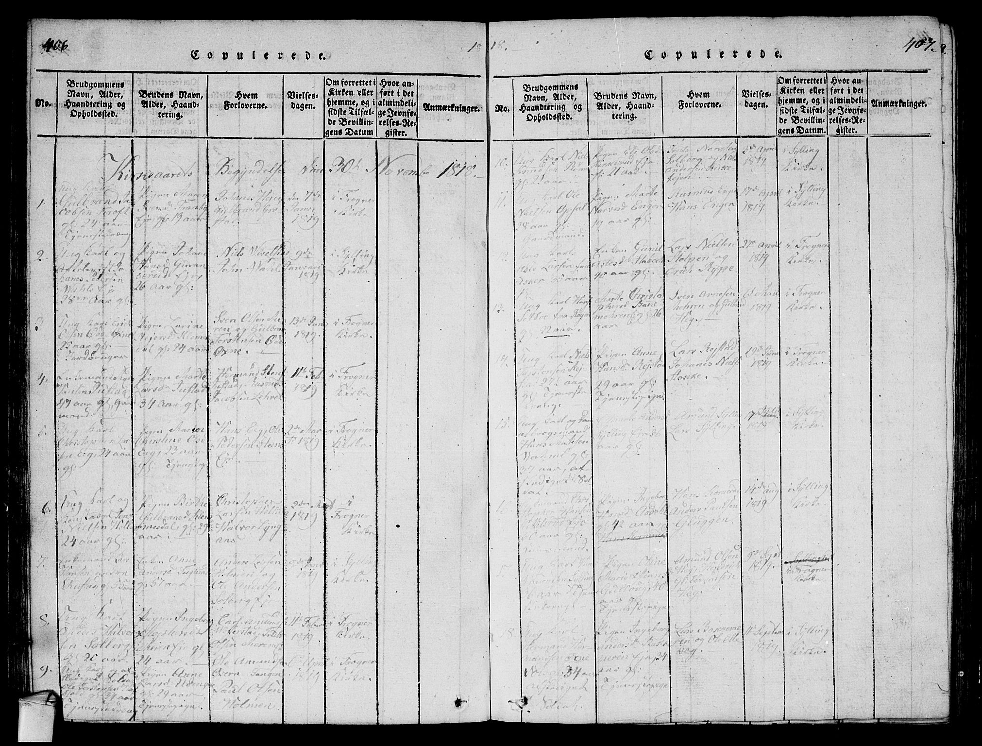 Lier kirkebøker, SAKO/A-230/G/Ga/L0001: Parish register (copy) no. I 1, 1813-1824, p. 406-407