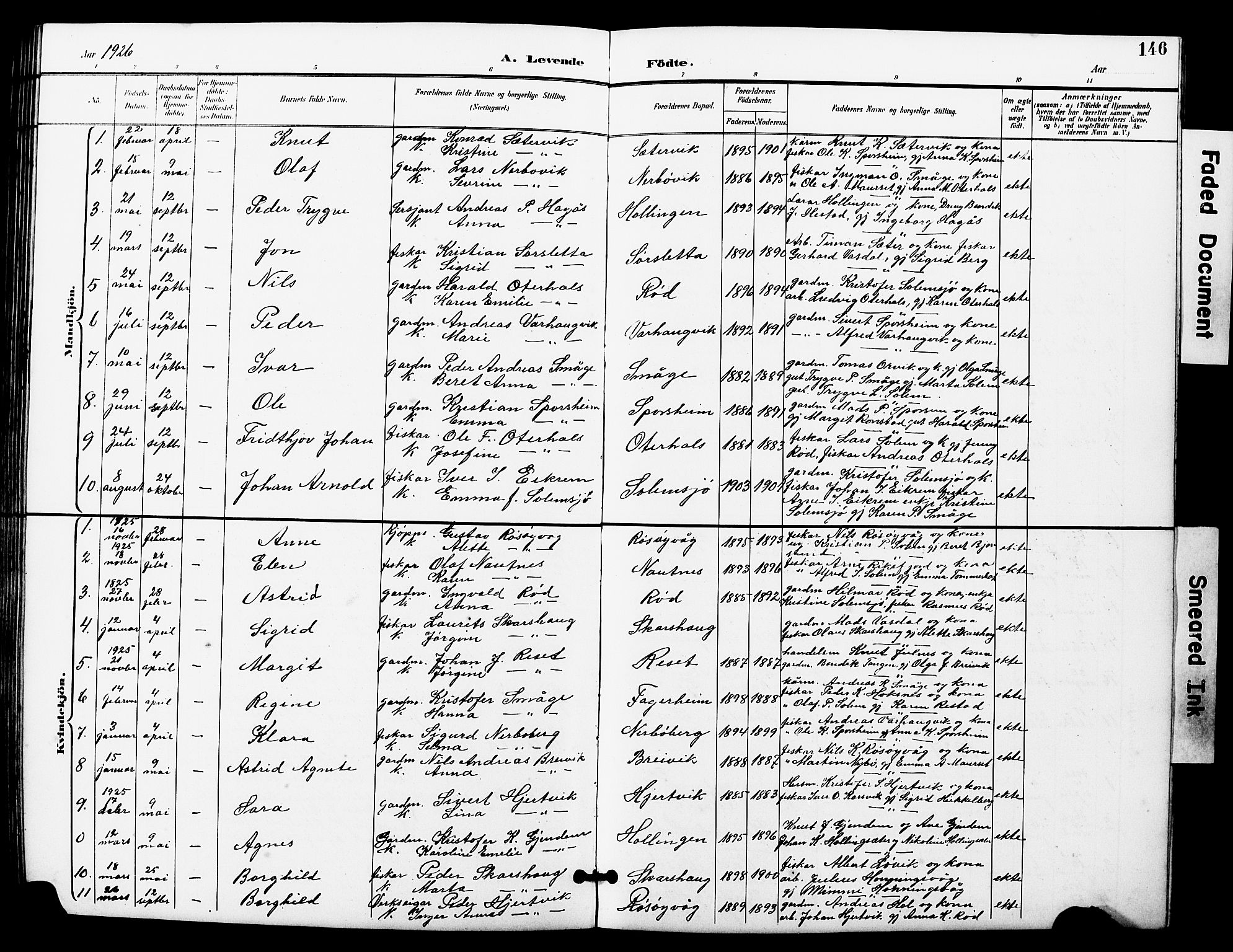 Ministerialprotokoller, klokkerbøker og fødselsregistre - Møre og Romsdal, SAT/A-1454/560/L0725: Parish register (copy) no. 560C02, 1895-1930, p. 146
