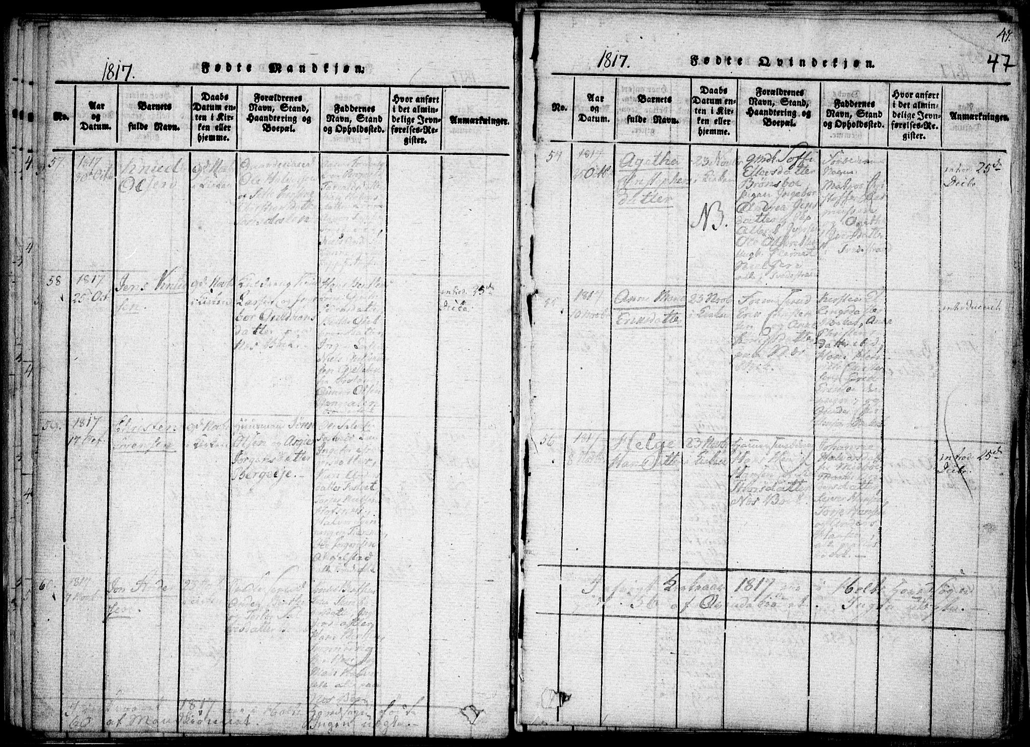 Holt sokneprestkontor, AV/SAK-1111-0021/F/Fa/L0005: Parish register (official) no. A 5, 1813-1821, p. 47