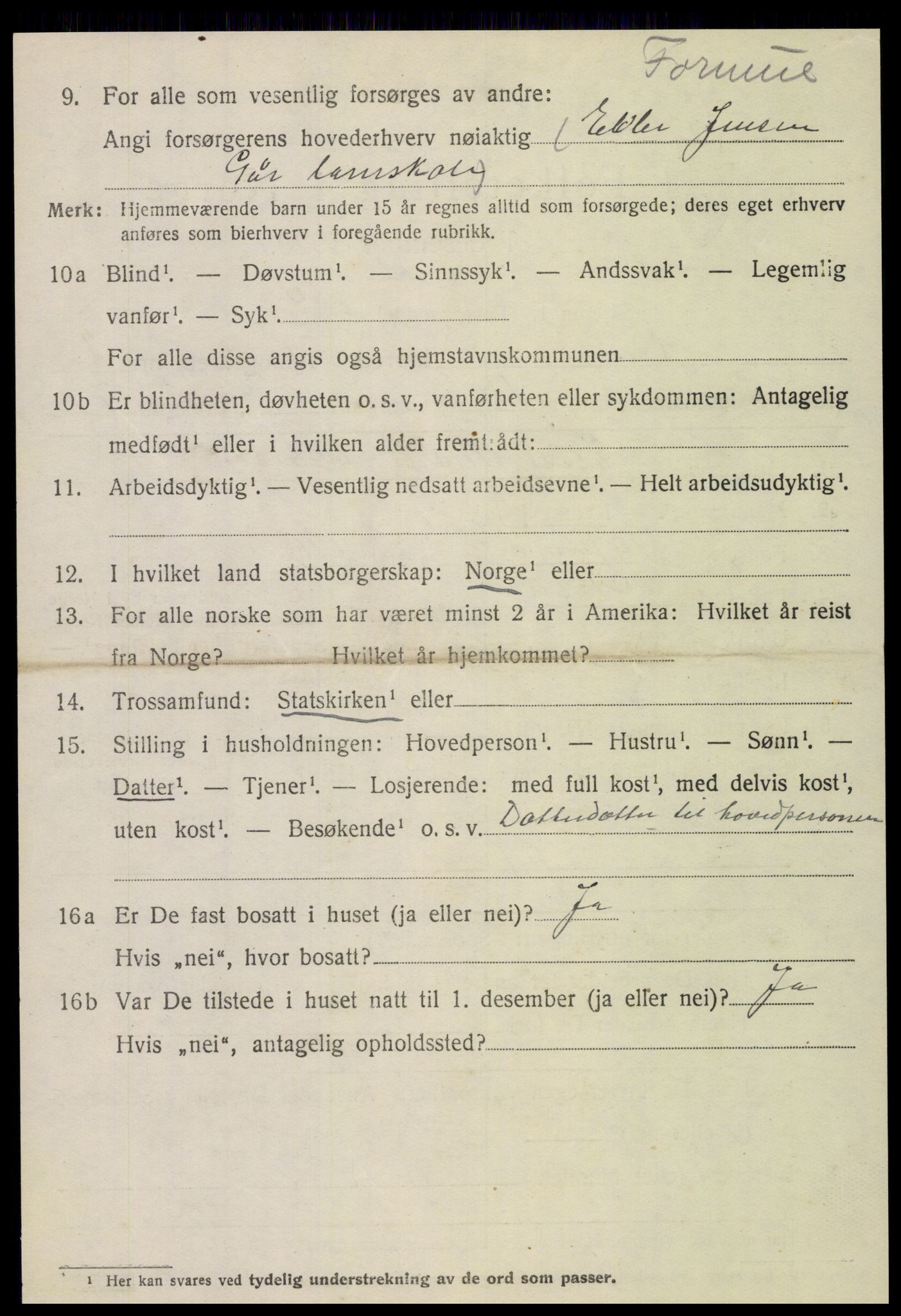 SAT, 1920 census for Veøy, 1920, p. 1446