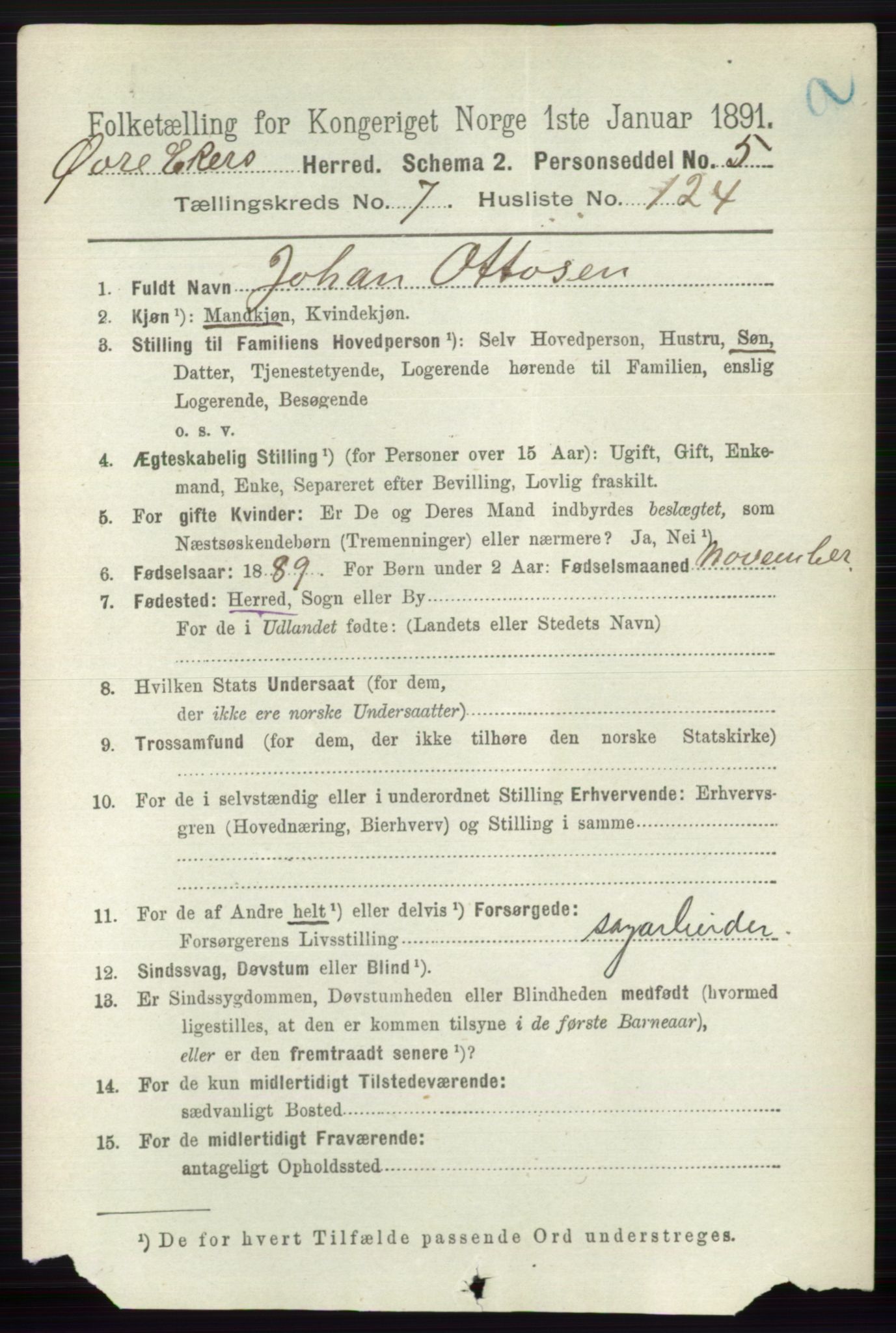 RA, 1891 census for 0624 Øvre Eiker, 1891, p. 3163
