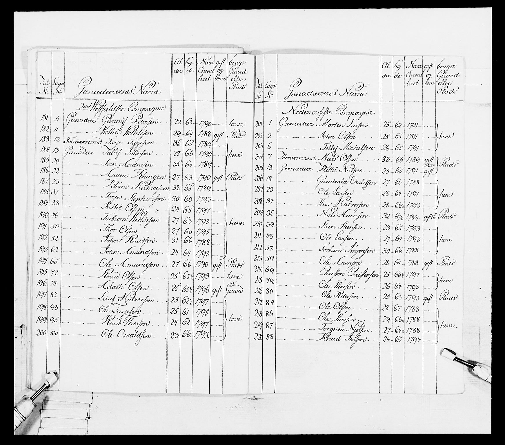 Generalitets- og kommissariatskollegiet, Det kongelige norske kommissariatskollegium, RA/EA-5420/E/Eh/L0114: Telemarkske nasjonale infanteriregiment, 1789-1802, p. 135