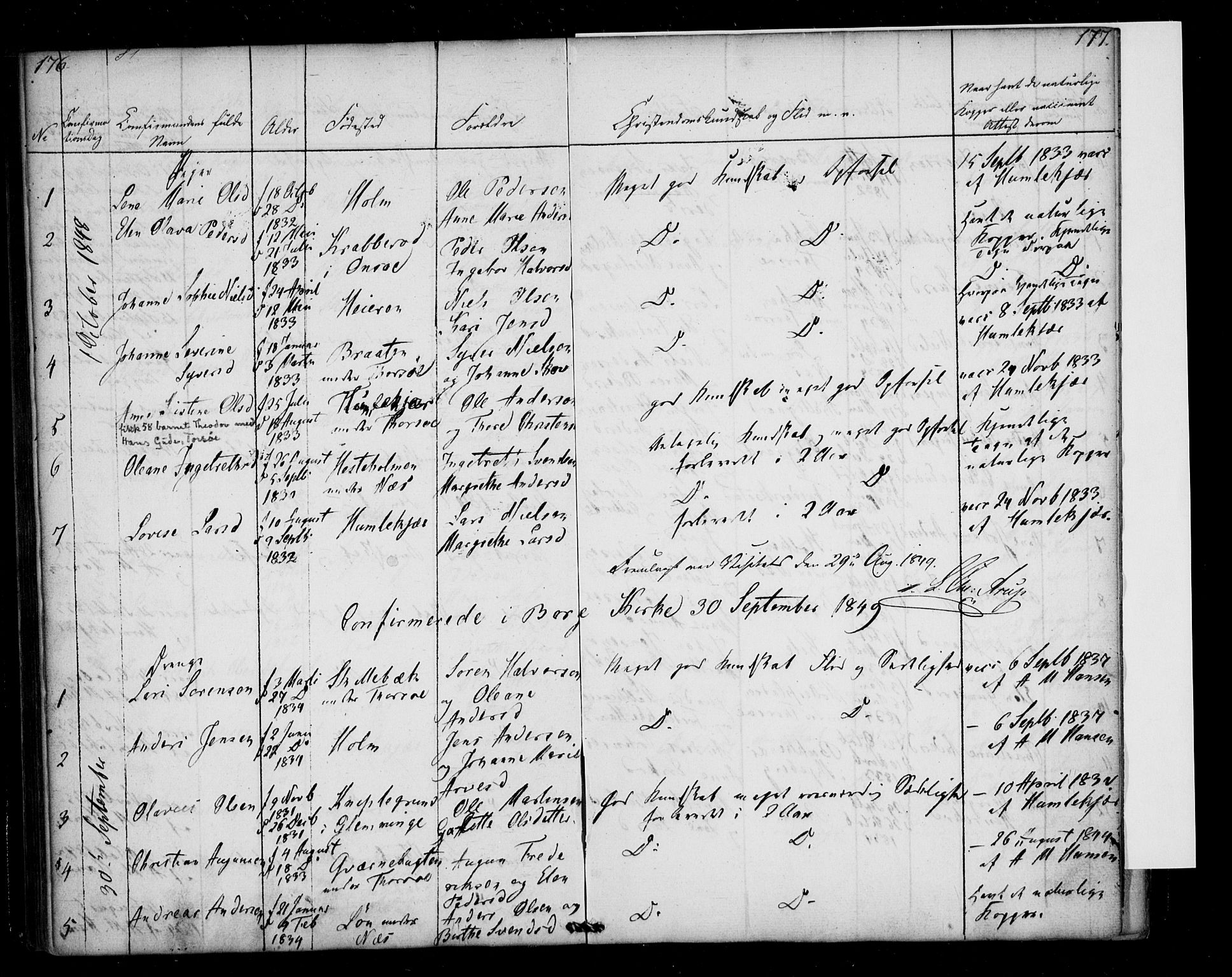 Borge prestekontor Kirkebøker, AV/SAO-A-10903/F/Fb/L0001: Parish register (official) no. II 1, 1836-1852, p. 176-177