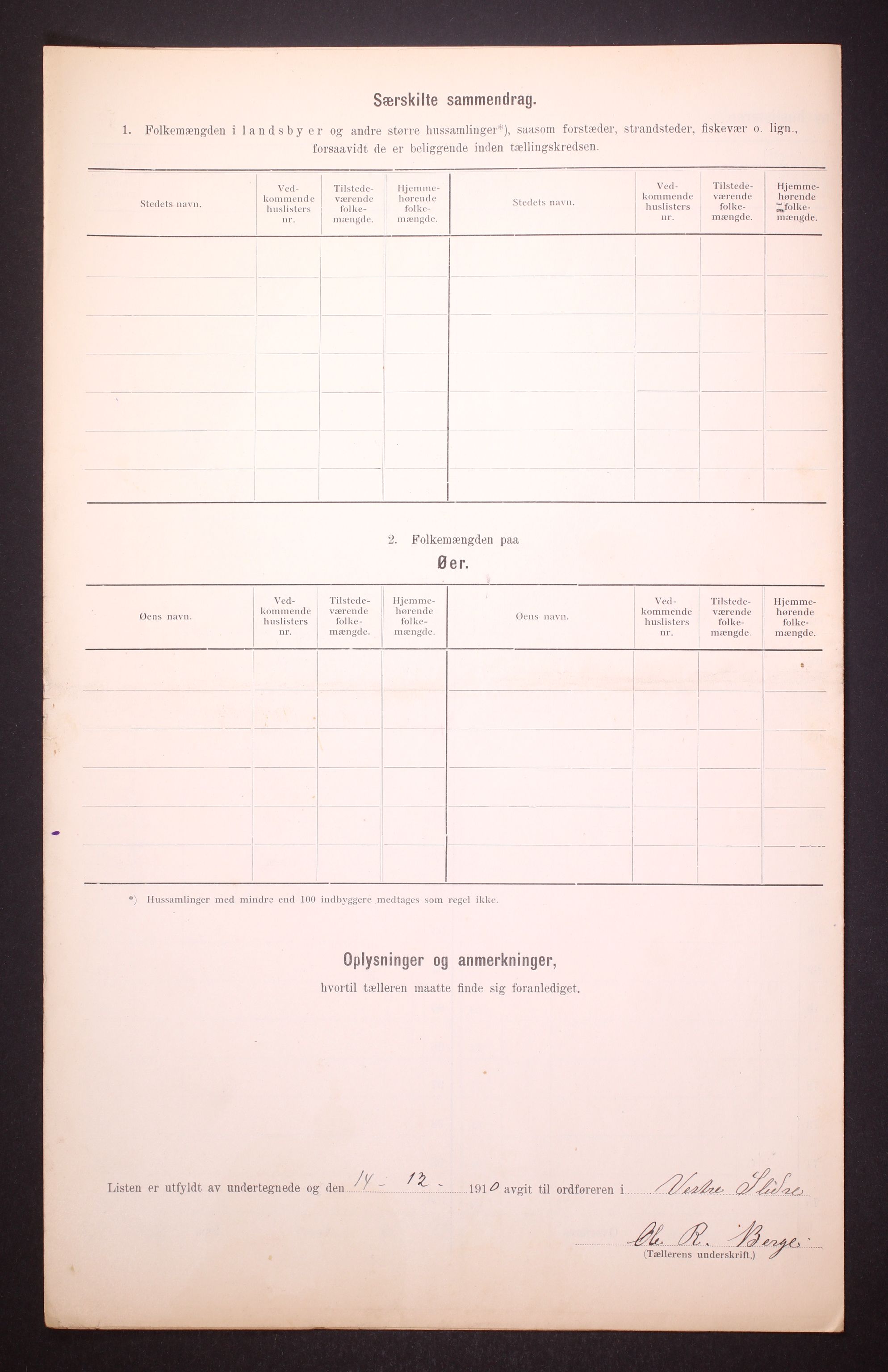 RA, 1910 census for Vestre Slidre, 1910, p. 39