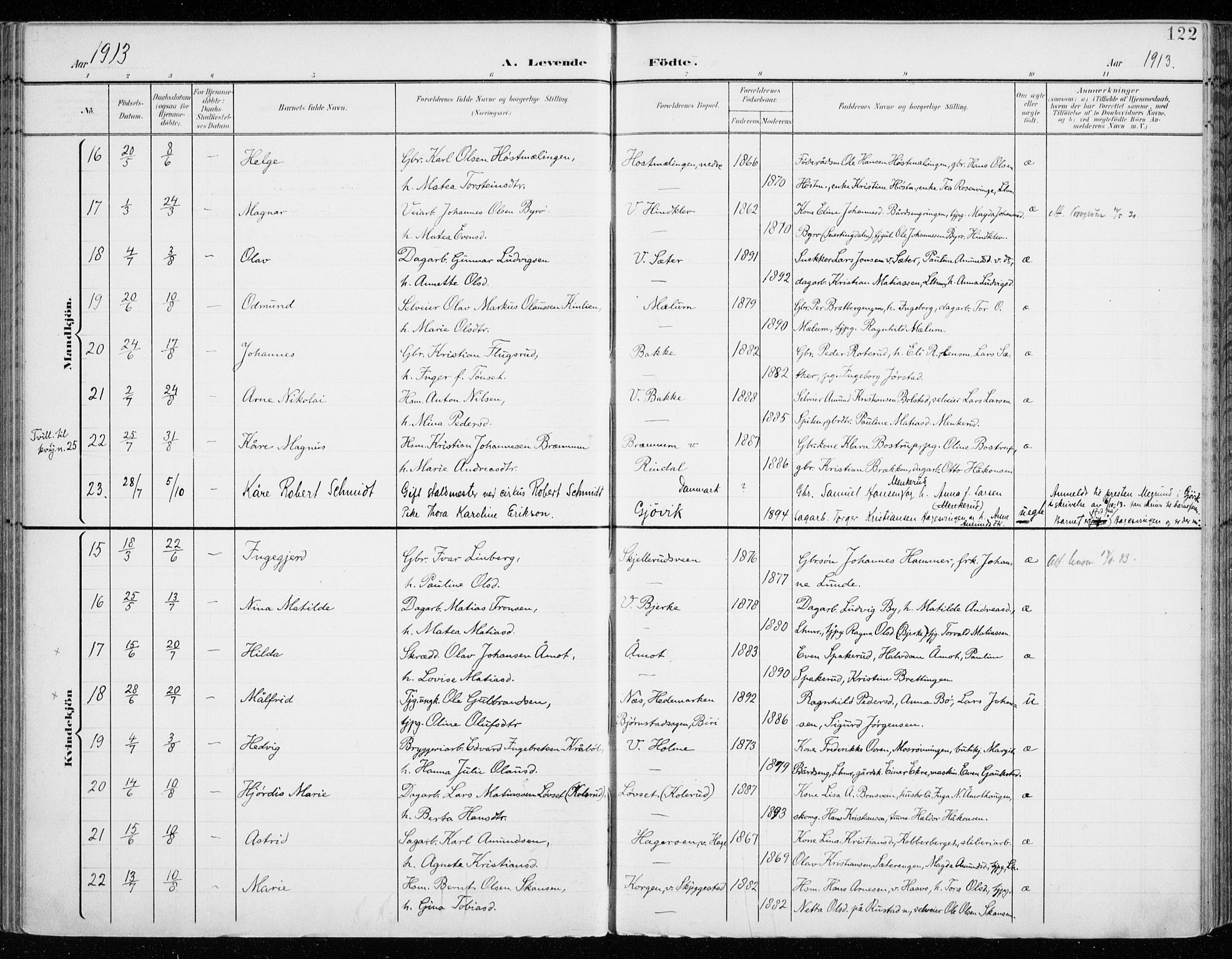 Fåberg prestekontor, AV/SAH-PREST-086/H/Ha/Haa/L0011: Parish register (official) no. 11, 1899-1913, p. 122