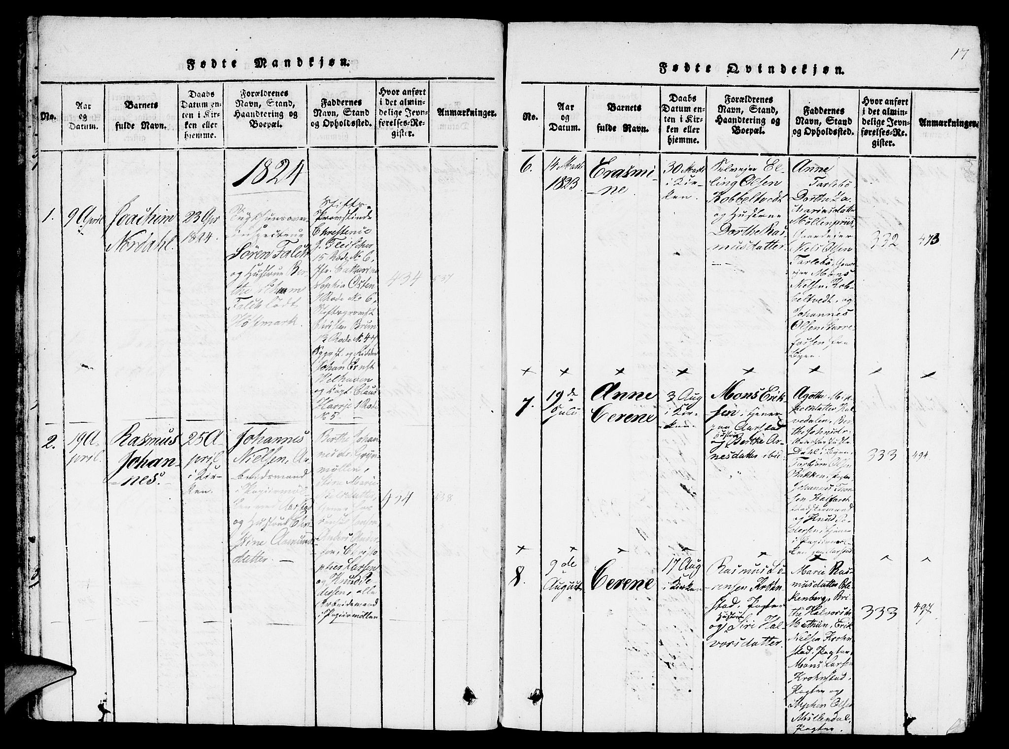 St. Jørgens hospital og Årstad sokneprestembete, SAB/A-99934: Parish register (copy) no. A 1, 1816-1843, p. 17