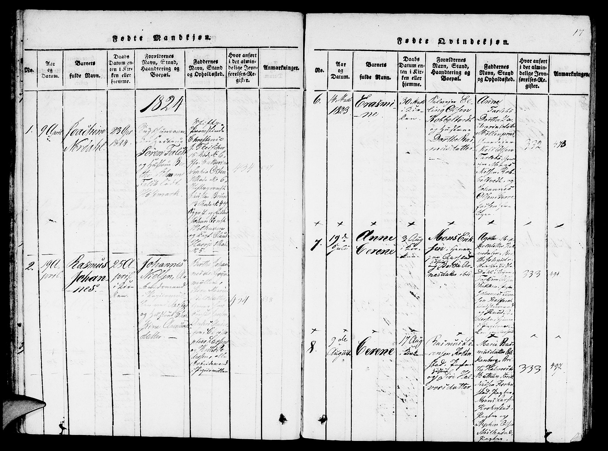 St. Jørgens hospital og Årstad sokneprestembete, AV/SAB-A-99934: Parish register (copy) no. A 1, 1816-1843, p. 17