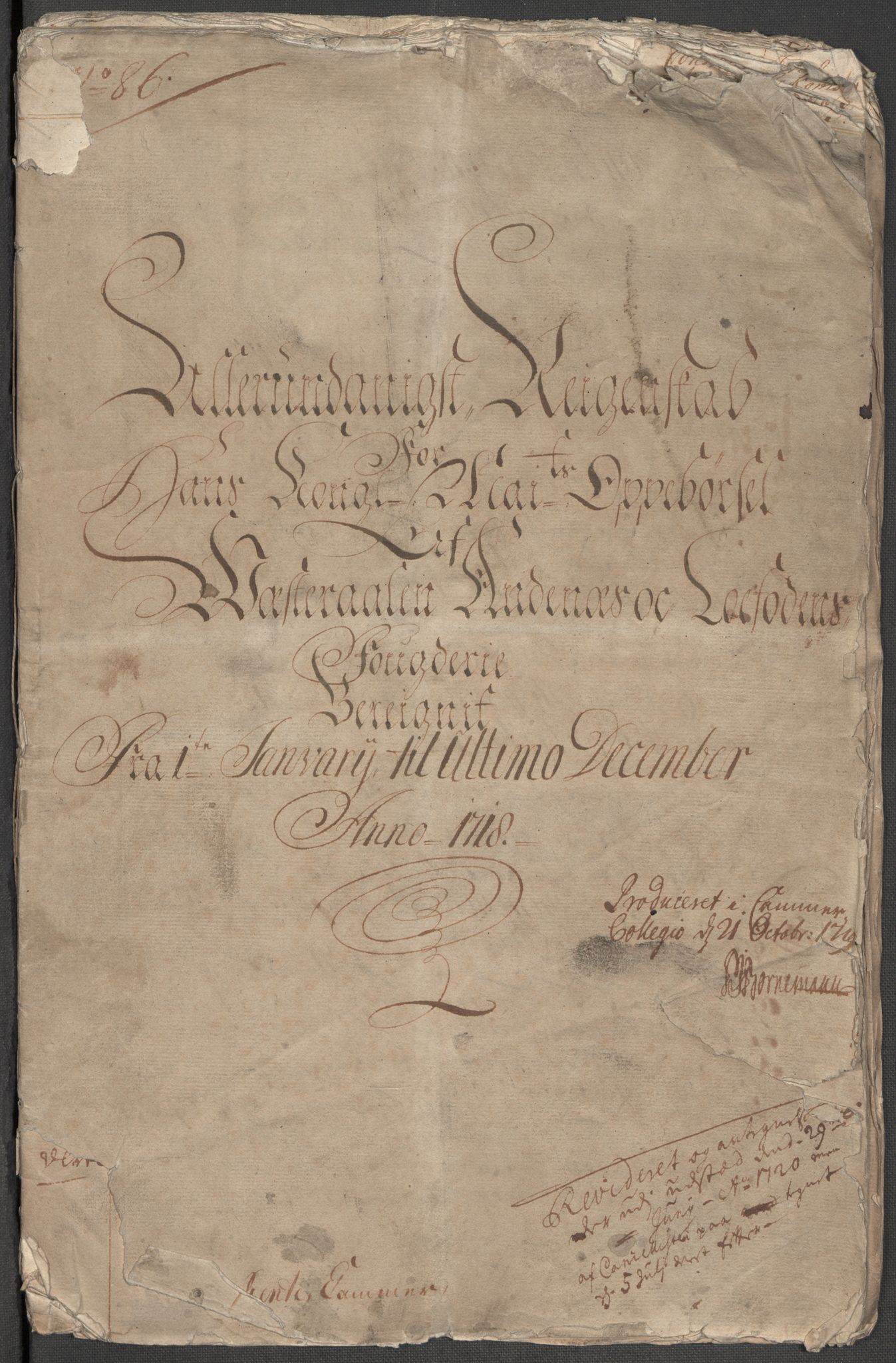 Rentekammeret inntil 1814, Reviderte regnskaper, Fogderegnskap, RA/EA-4092/R67/L4684: Fogderegnskap Vesterålen, Andenes og Lofoten, 1718, p. 4