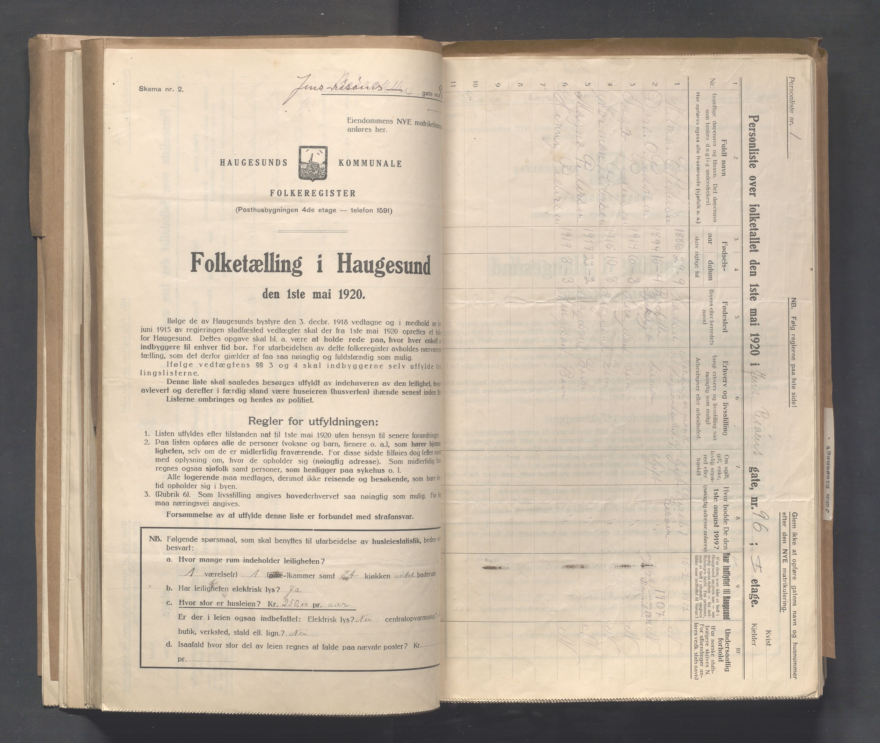 IKAR, Local census 1.5.1920 for Haugesund, 1920, p. 6426