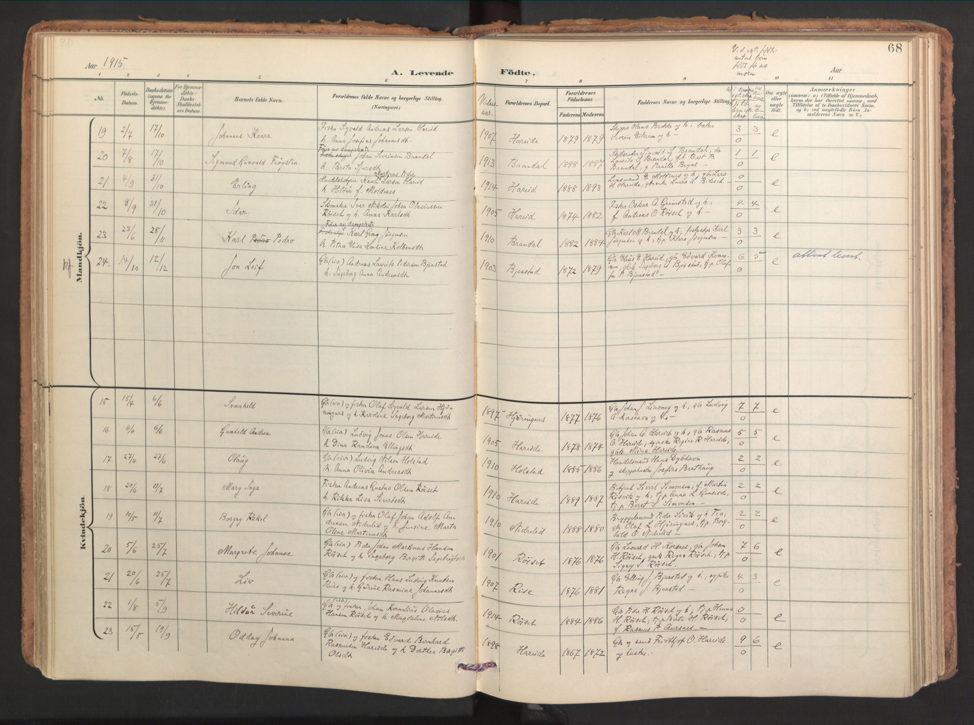 Ministerialprotokoller, klokkerbøker og fødselsregistre - Møre og Romsdal, AV/SAT-A-1454/510/L0123: Parish register (official) no. 510A03, 1898-1922, p. 68