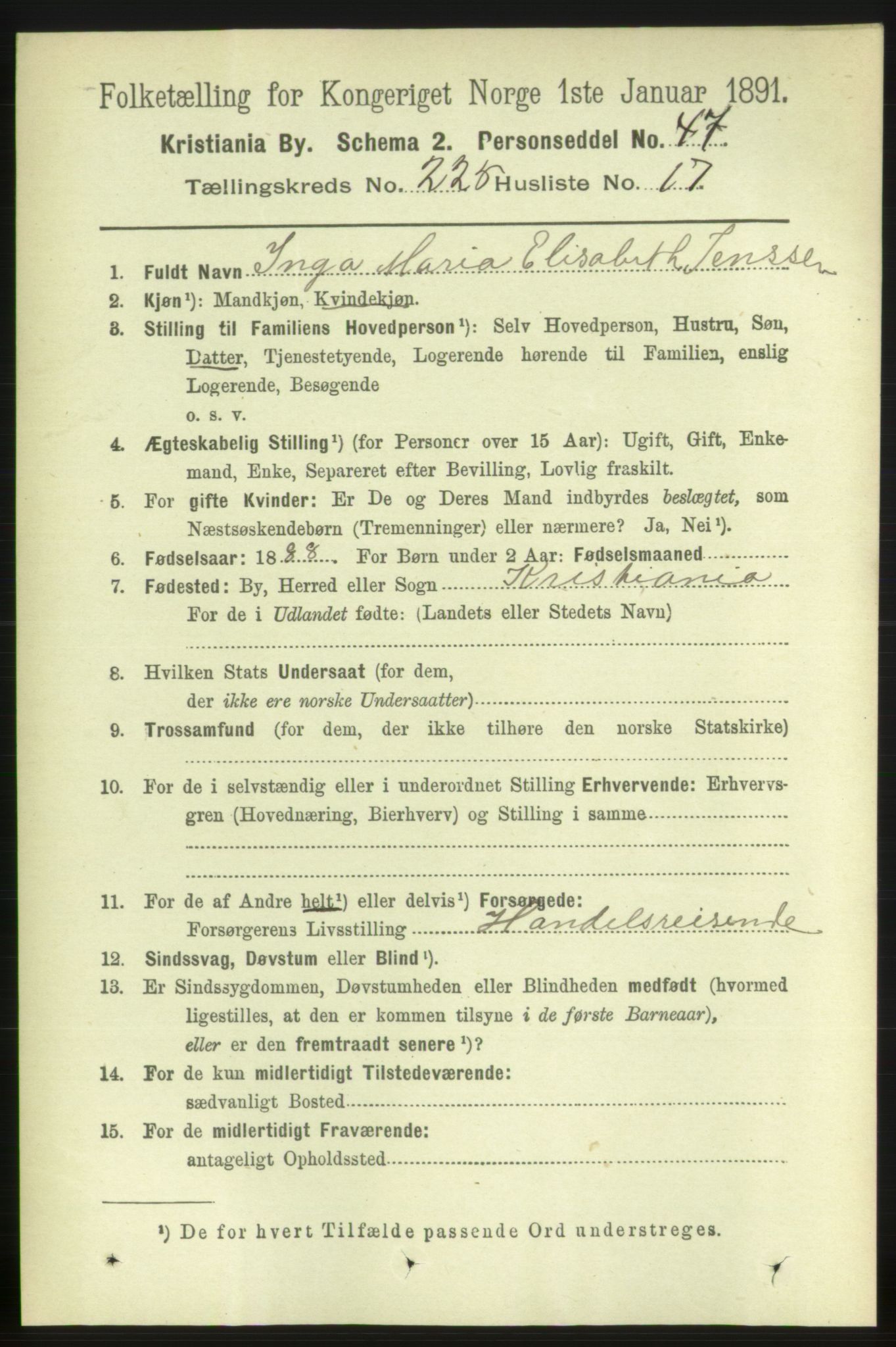 RA, 1891 census for 0301 Kristiania, 1891, p. 136988