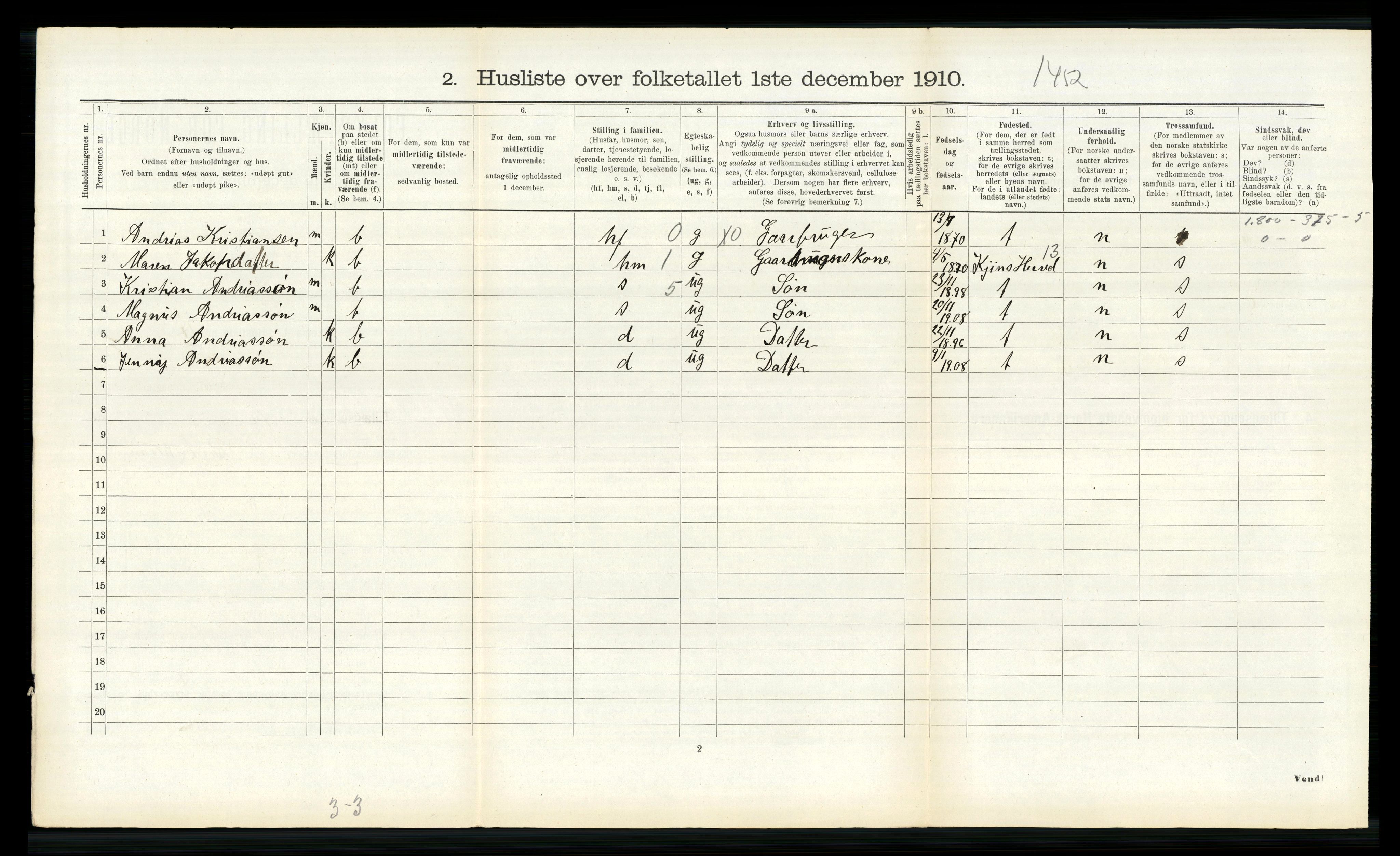 RA, 1910 census for Ytre Holmedal, 1910, p. 583