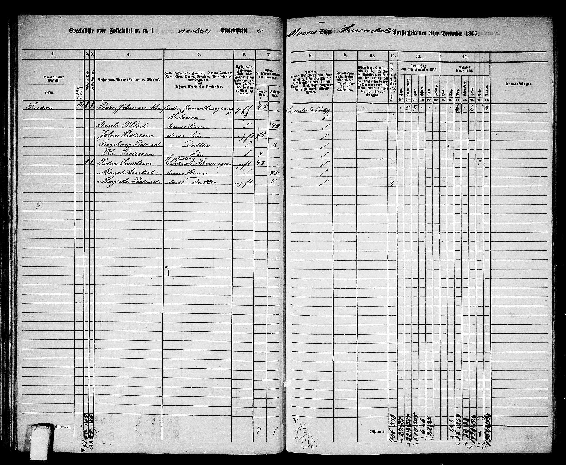 RA, 1865 census for Surnadal, 1865, p. 50