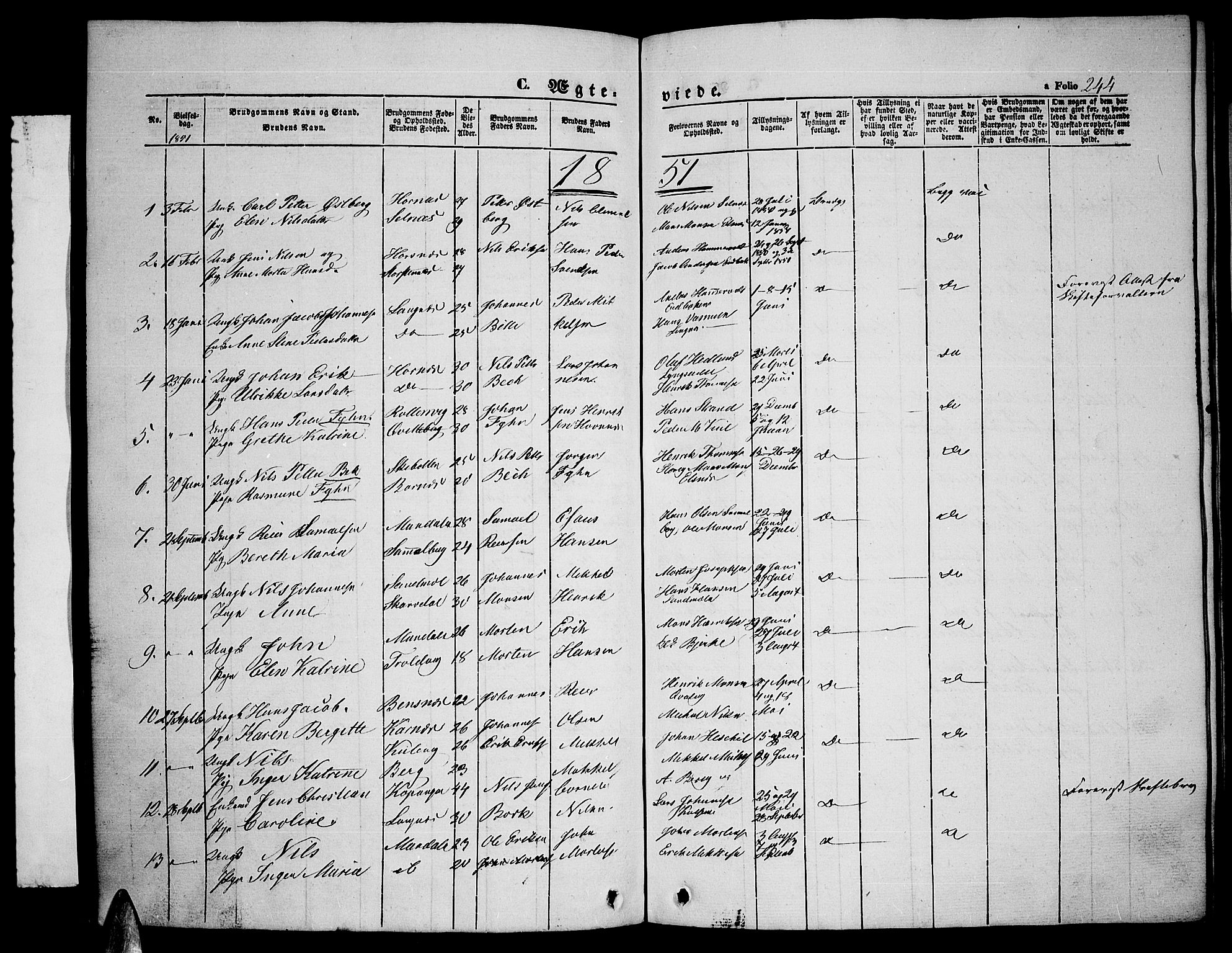 Lyngen sokneprestembete, SATØ/S-1289/H/He/Heb/L0002klokker: Parish register (copy) no. 2, 1839-1860, p. 244