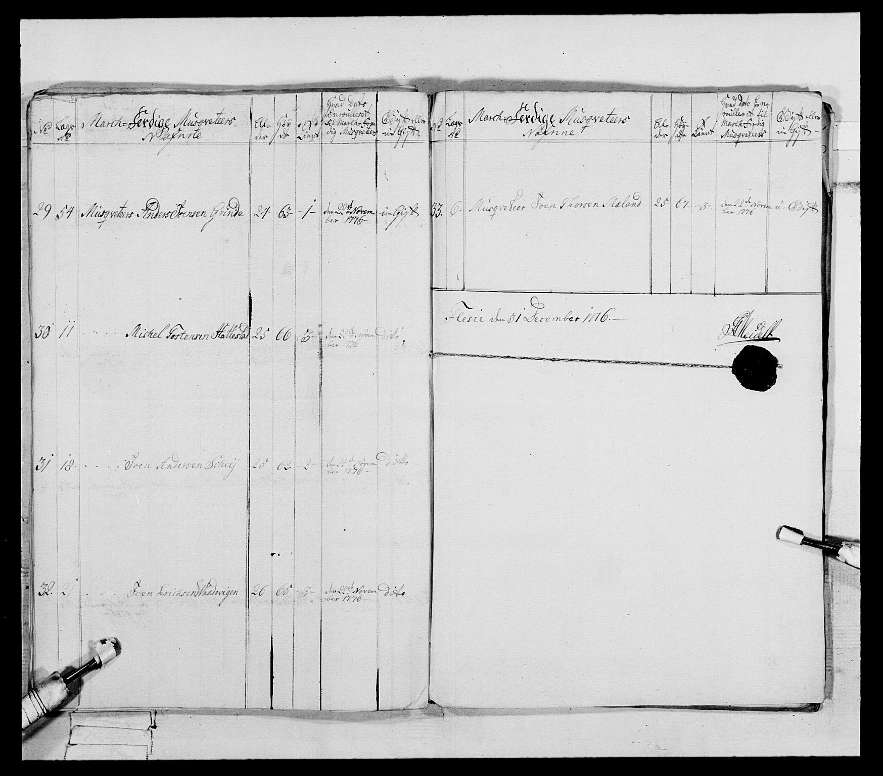 Generalitets- og kommissariatskollegiet, Det kongelige norske kommissariatskollegium, AV/RA-EA-5420/E/Eh/L0090: 1. Bergenhusiske nasjonale infanteriregiment, 1774-1780, p. 180