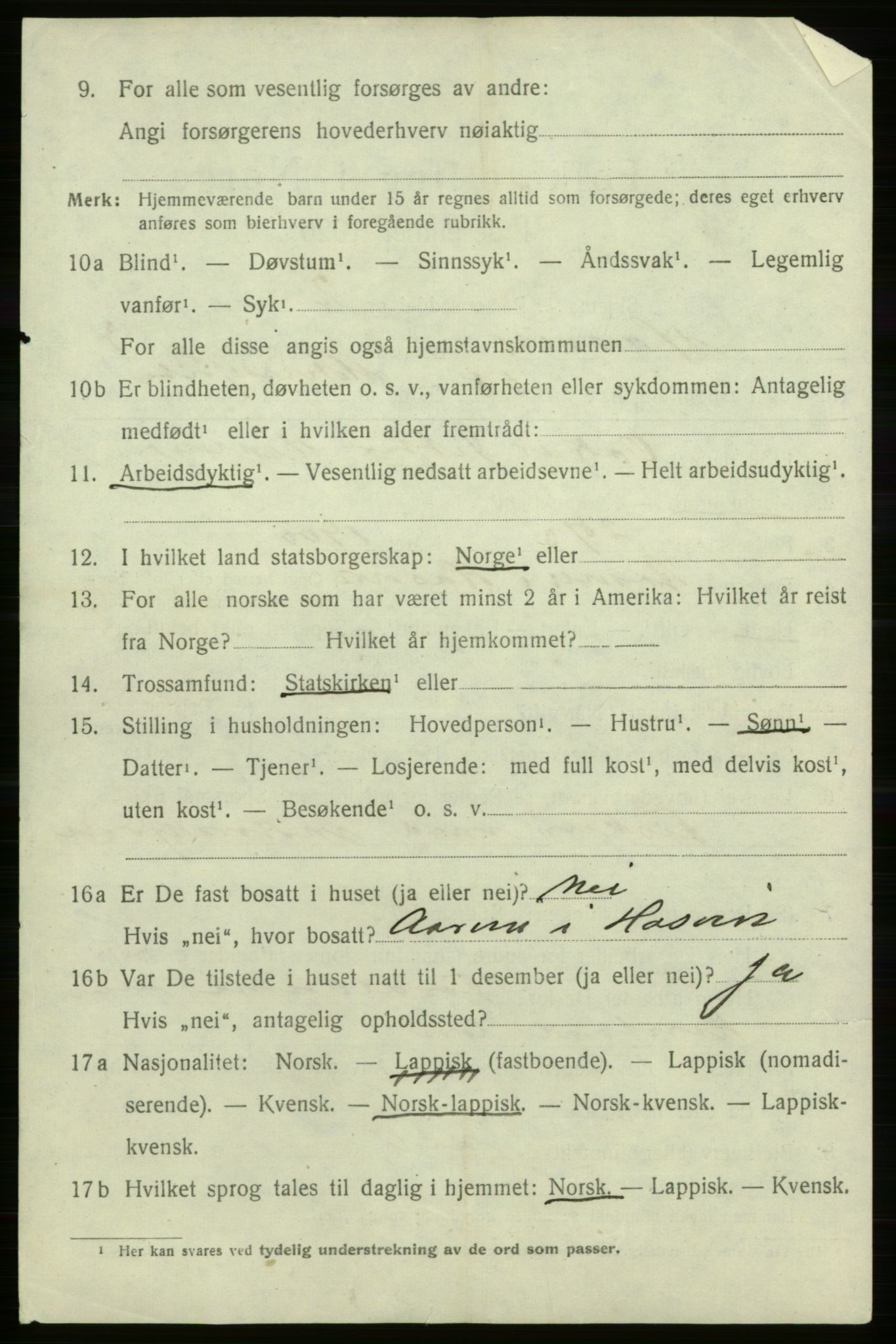 SATØ, 1920 census for Hasvik, 1920, p. 1756
