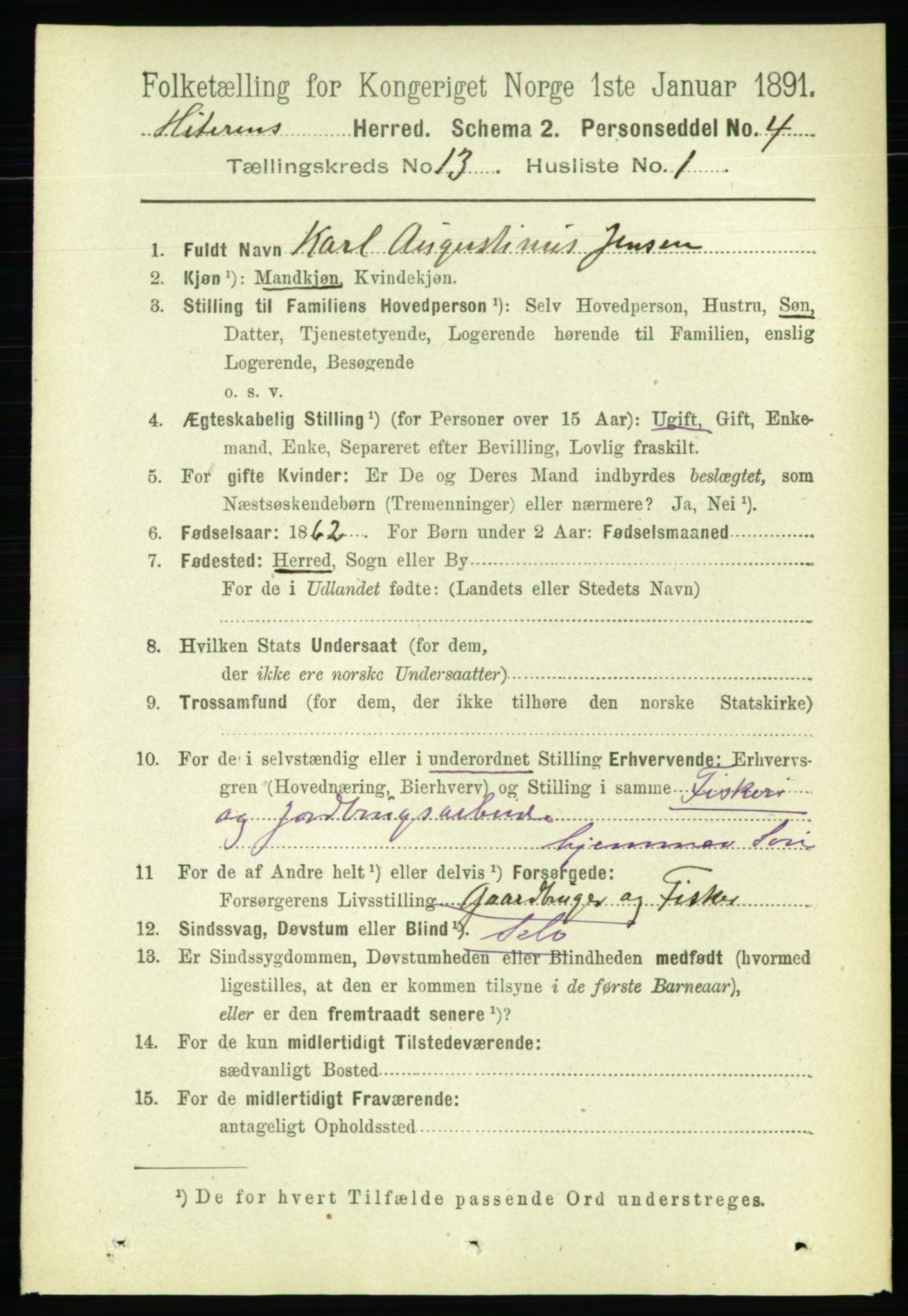 RA, 1891 census for 1617 Hitra, 1891, p. 2734