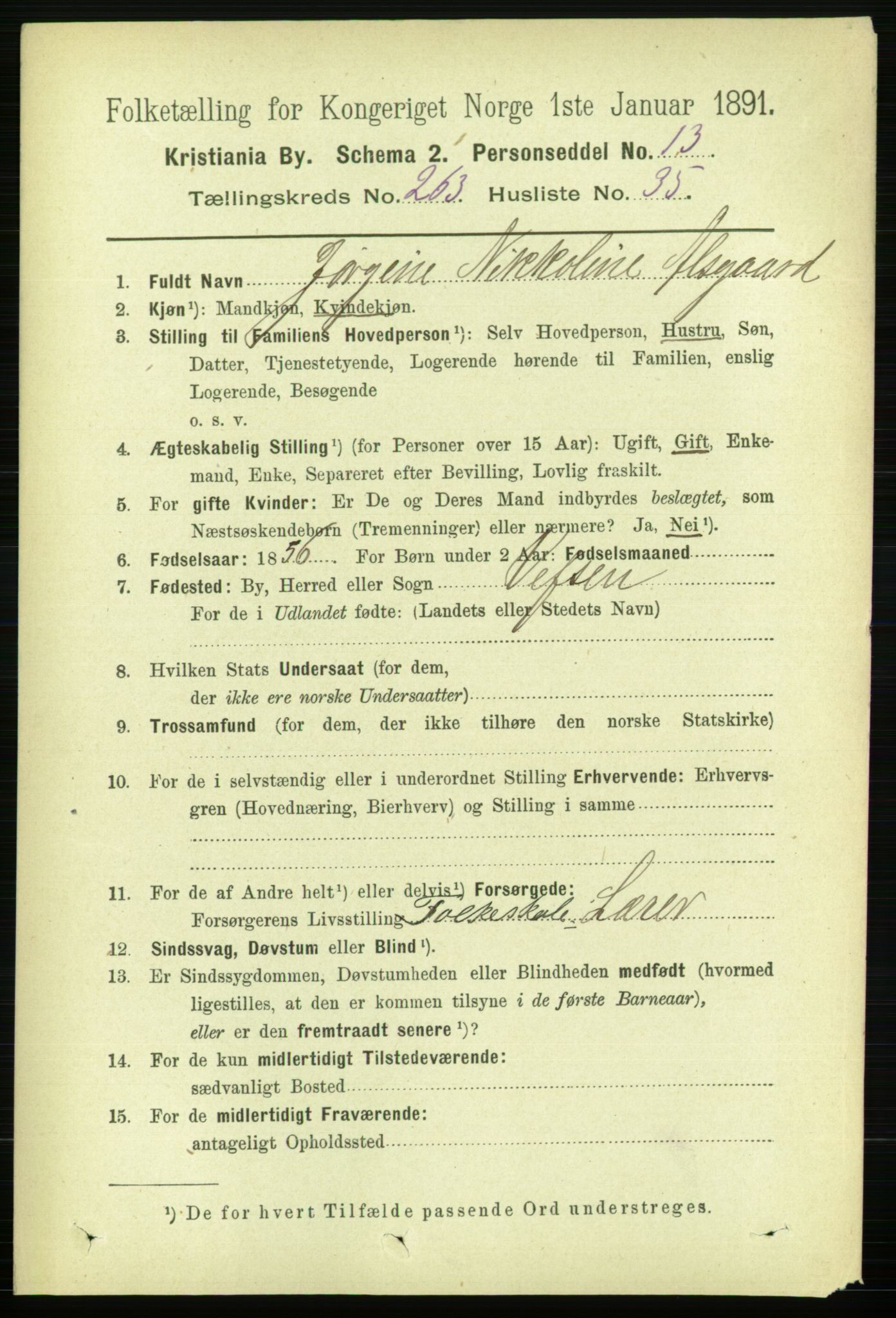RA, 1891 census for 0301 Kristiania, 1891, p. 160185