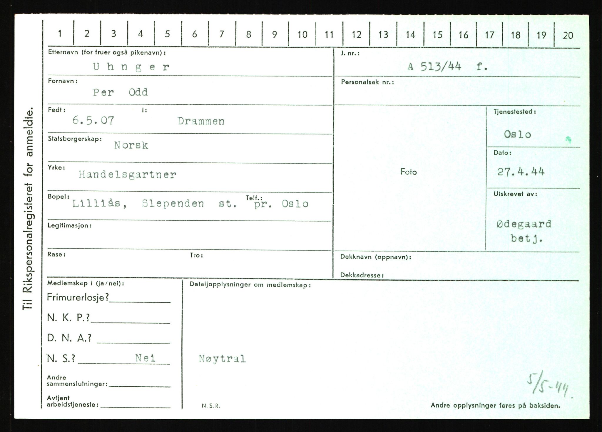 Statspolitiet - Hovedkontoret / Osloavdelingen, AV/RA-S-1329/C/Ca/L0016: Uberg - Øystese, 1943-1945, p. 85