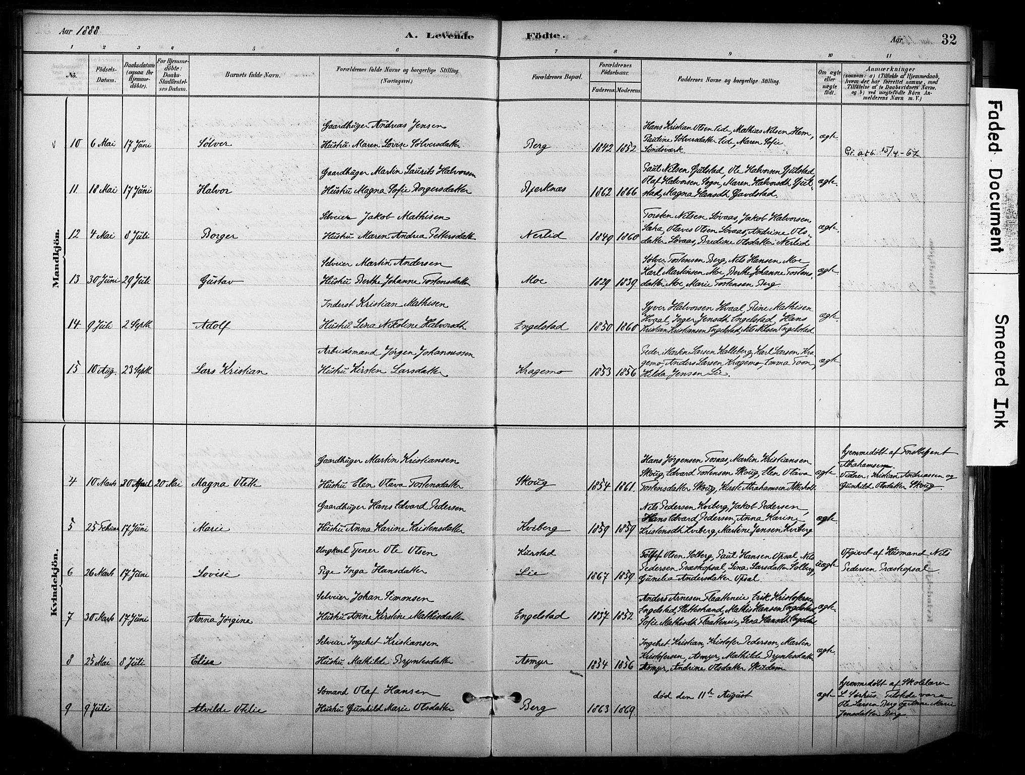 Lardal kirkebøker, AV/SAKO-A-350/F/Fb/L0001: Parish register (official) no. II 1, 1881-1911, p. 32