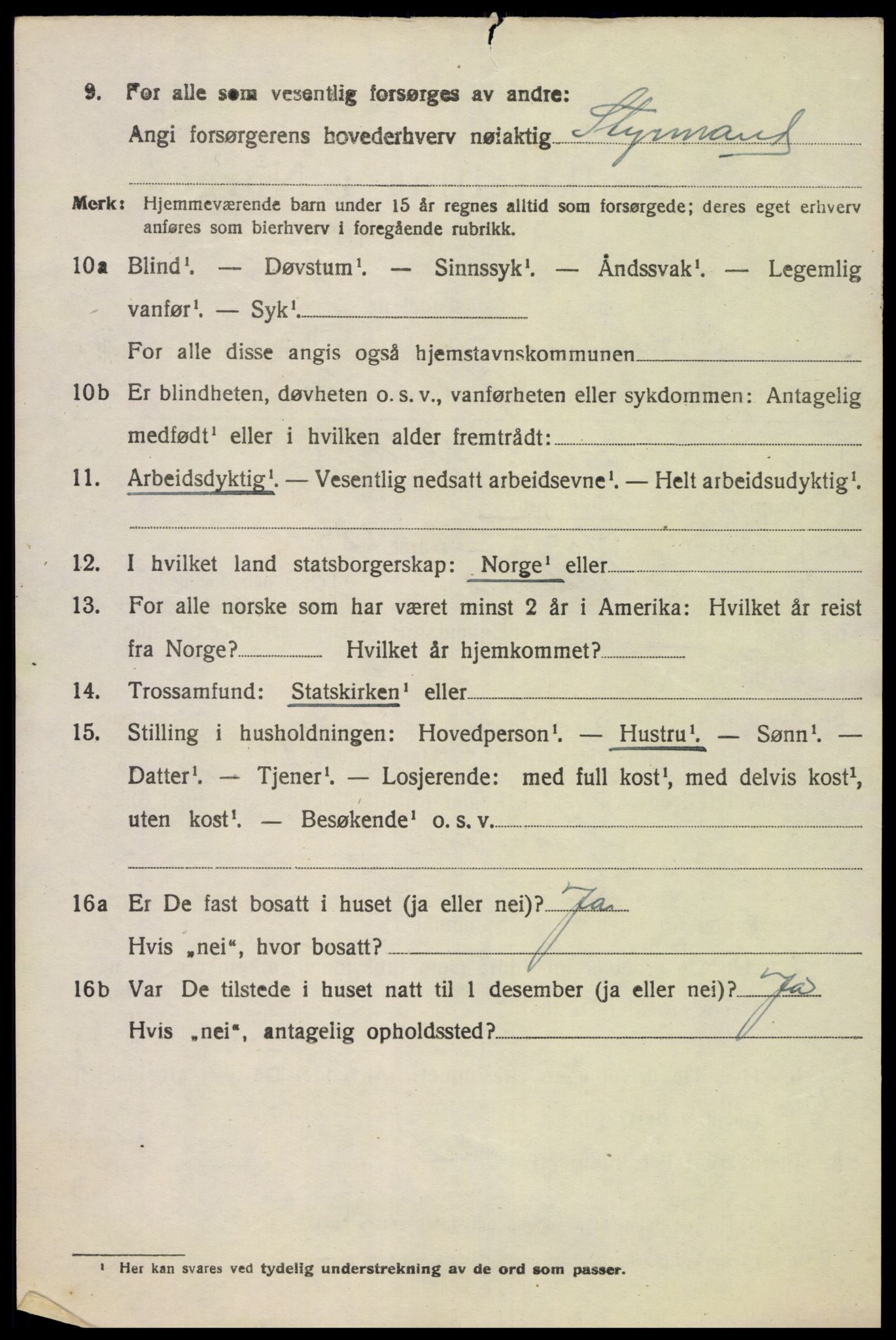 SAK, 1920 census for Oddernes, 1920, p. 6834